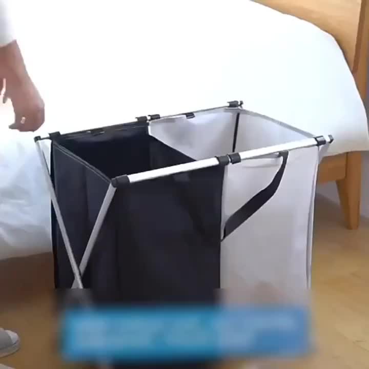 Große Faltbare Wäschekorb Wäschesortierer 3 Fächer  Produktbild-Vorschau 6