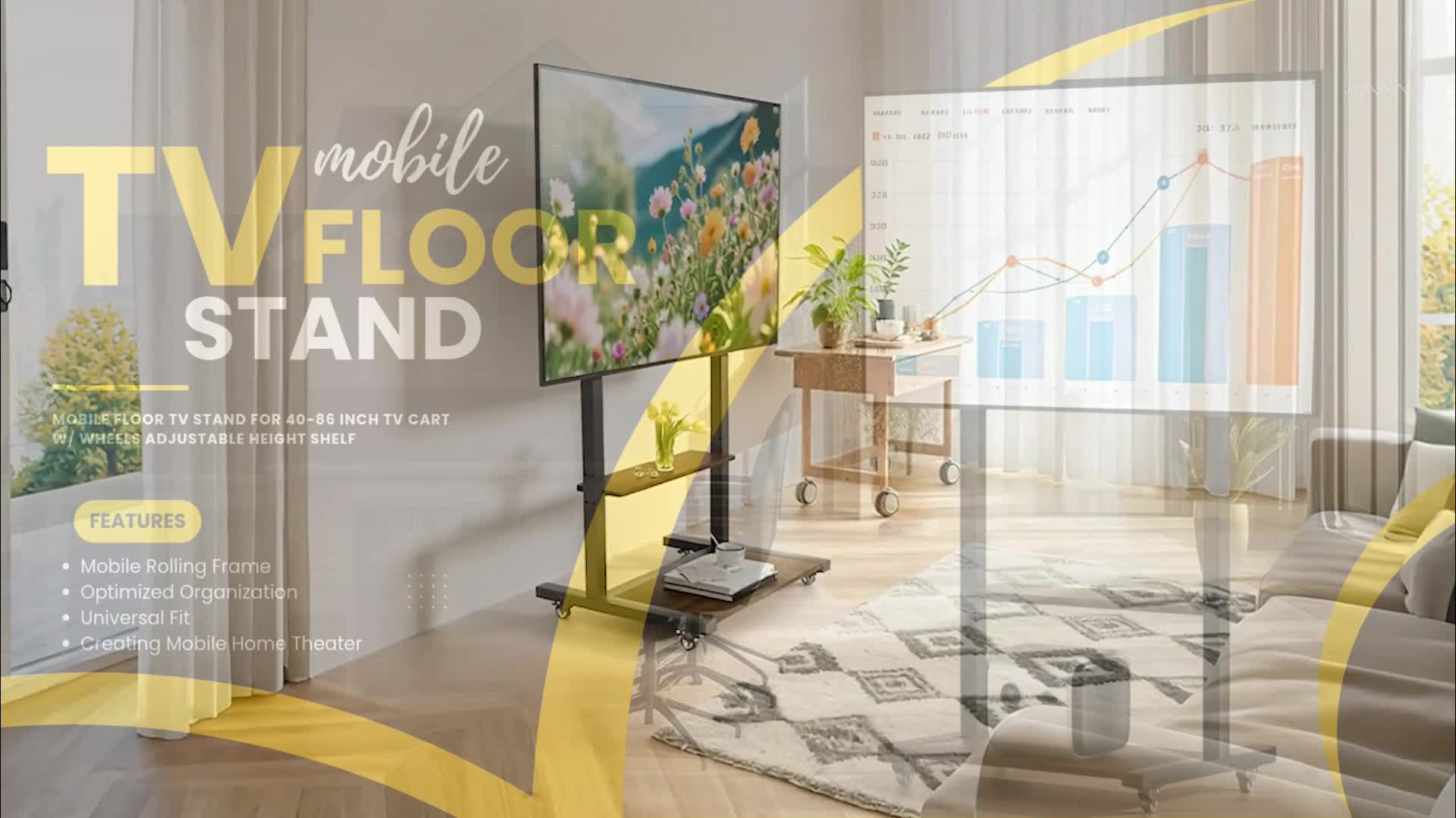 WISFOR TV Ständer Rollbar, TV Standfuss Höhenverstellbar Produktbild-Vorschau 7