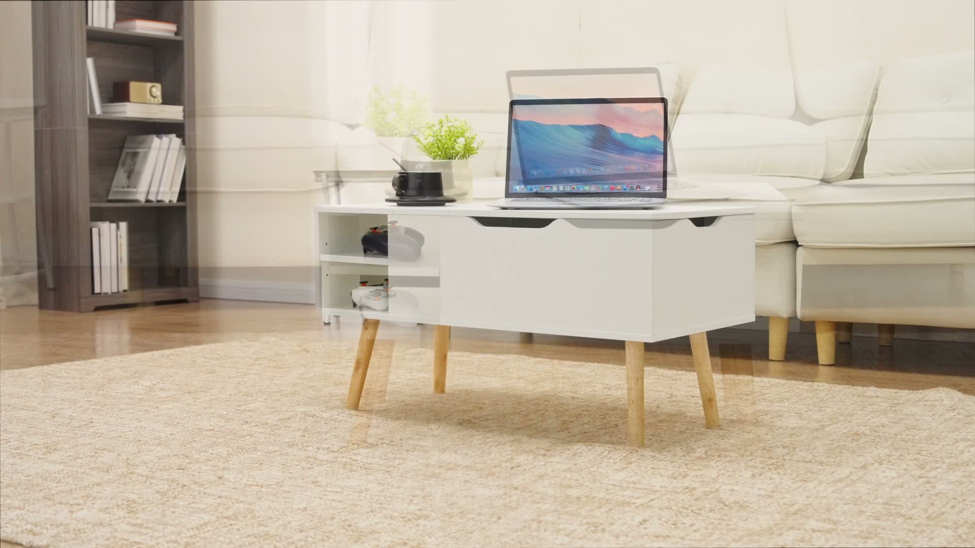Couchtisch Höhenverstellbar, Beistelltisch, Wohnzimmertisch Produktbild-Vorschau 7