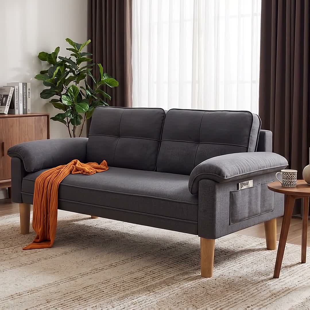 Bealife Sofa 2-Sitzer Dunkelgrau | Mit Seitentaschen | Produktbild-Vorschau 7