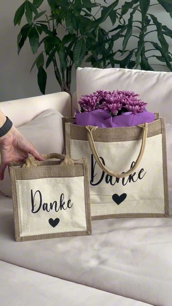Geschenktasche Danke groß,  Jutetasche mit Herz M (30x30x19 Produktbild-Vorschau 6