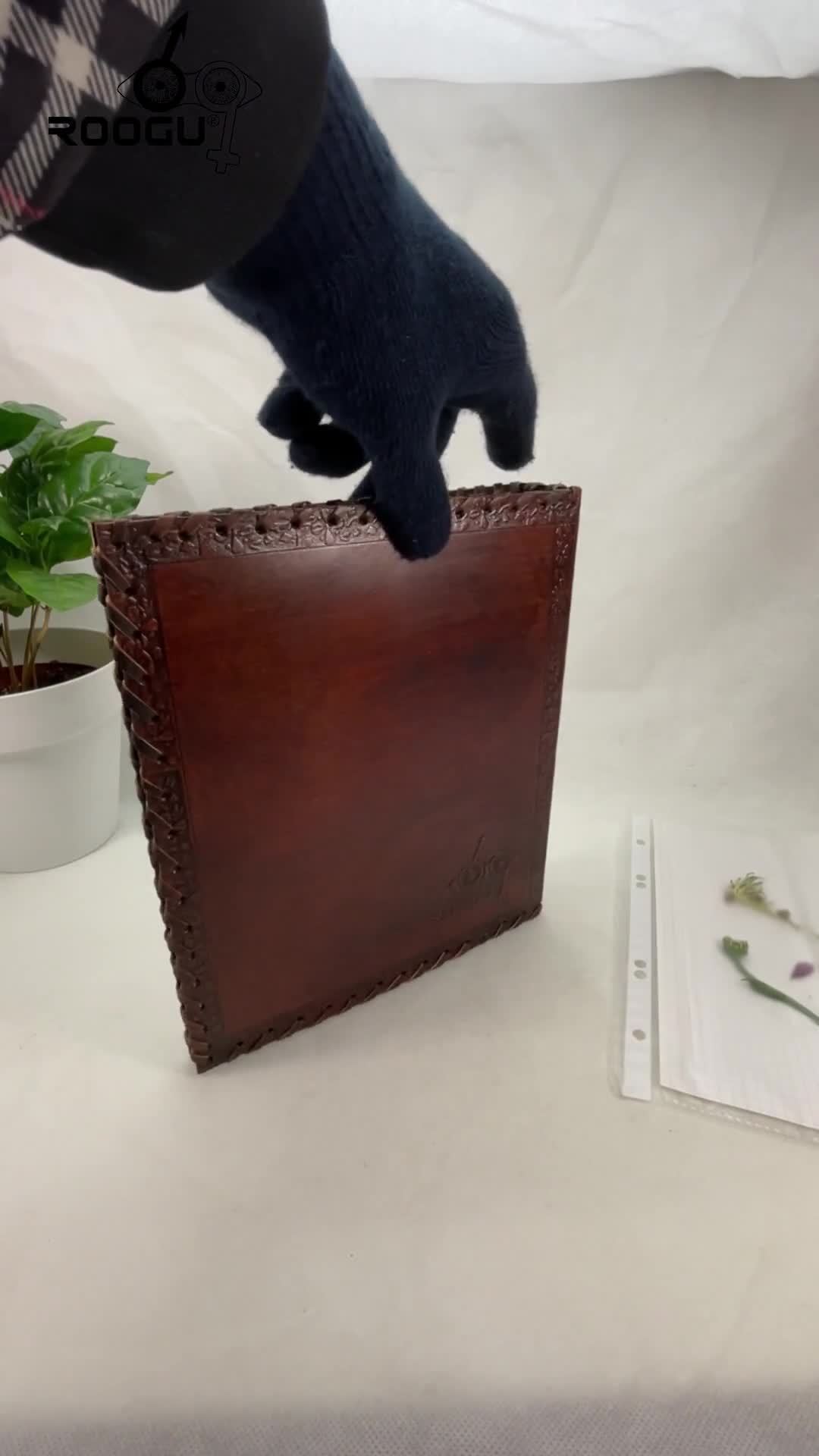 Herbarium Akten Ordner 2 Ringe DIN A5 Echt Leder Handdien Produktbild-Vorschau 7