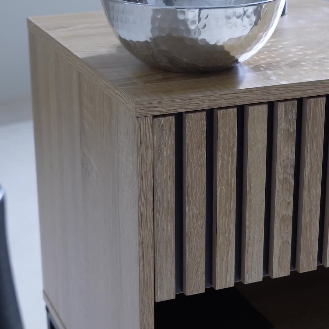 Set 2 comodini contemporanei, decoro in legno scanalato, 1 Anteprima dell’immagine prodotto 7