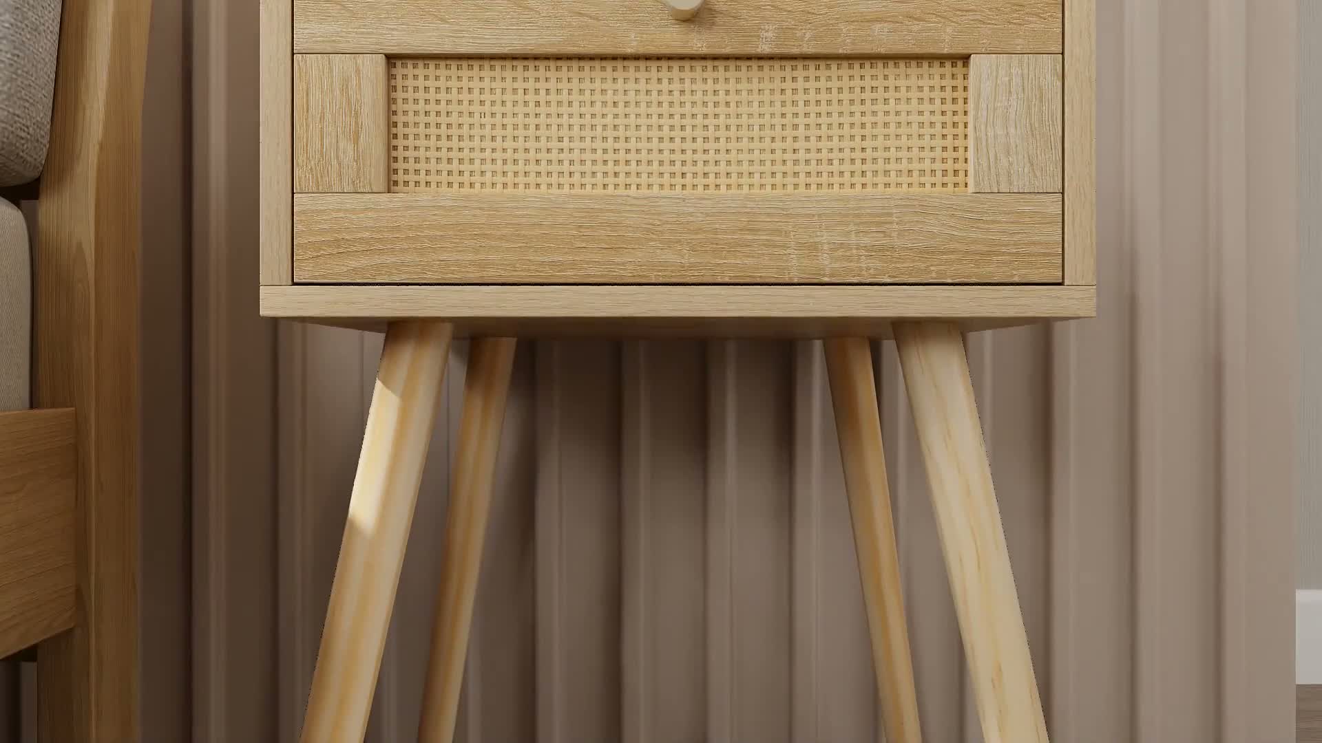 COSTWAY 2er Set Nachttische Rattan, Beistelltische mit Produktbild-Vorschau 7