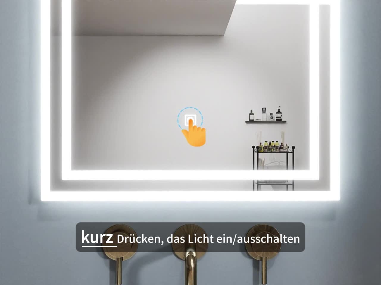 Badspiegel mit Beleuchtung 50×70cm Wandschalter Touch Produktbild-Vorschau 7