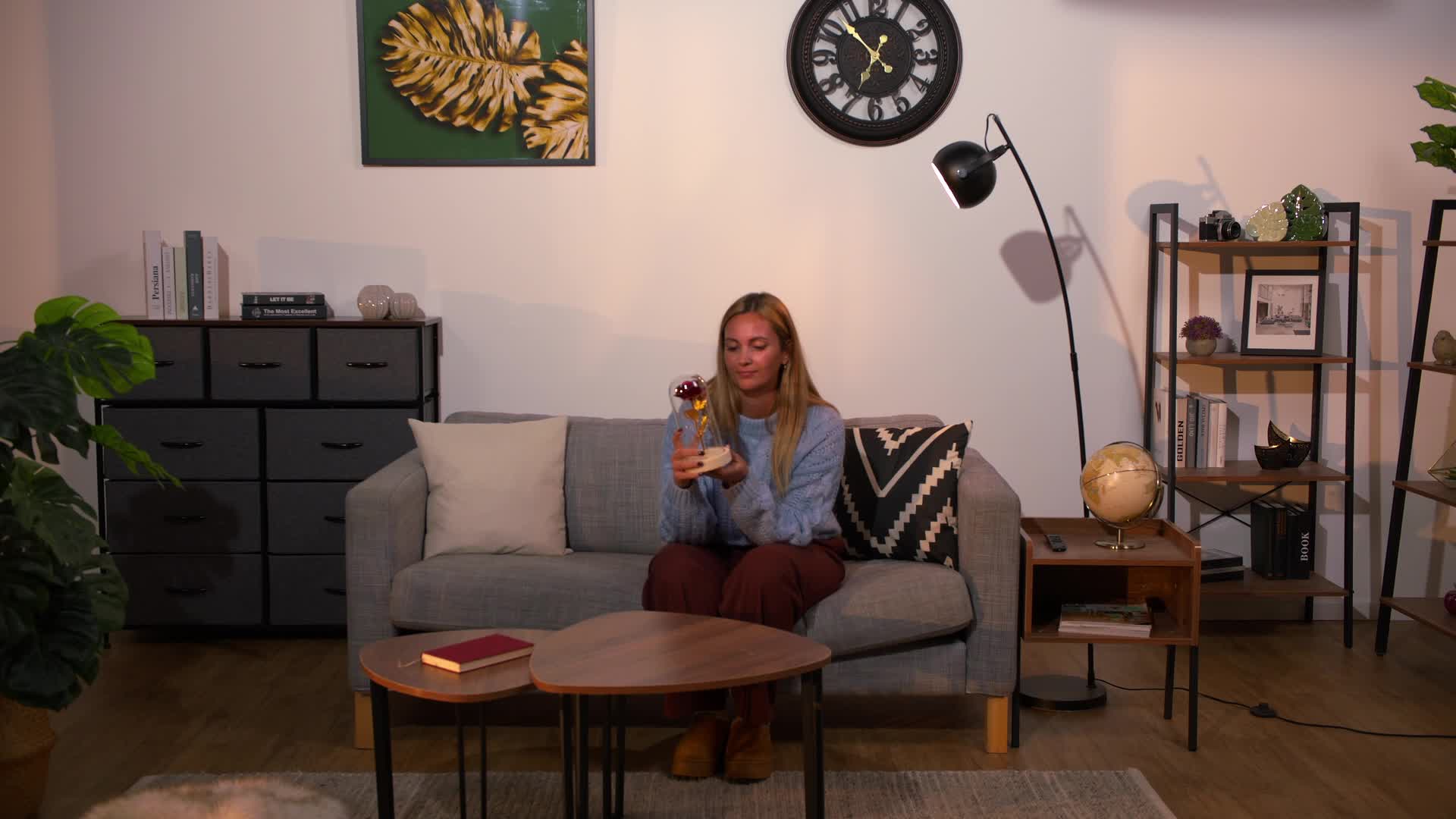 Relaxdays Ewige Rose im Glas, mit LED-Beleuchtung, Produktbild-Vorschau 7
