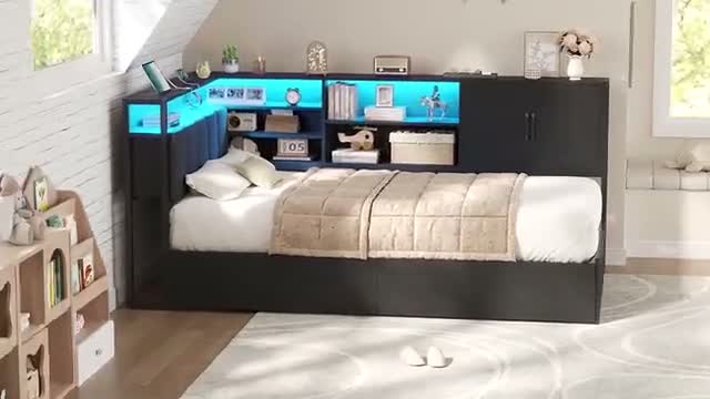 KIMENICH Polsterbett 90x200 mit LED-Beleuchtung und Produktbild-Vorschau 7