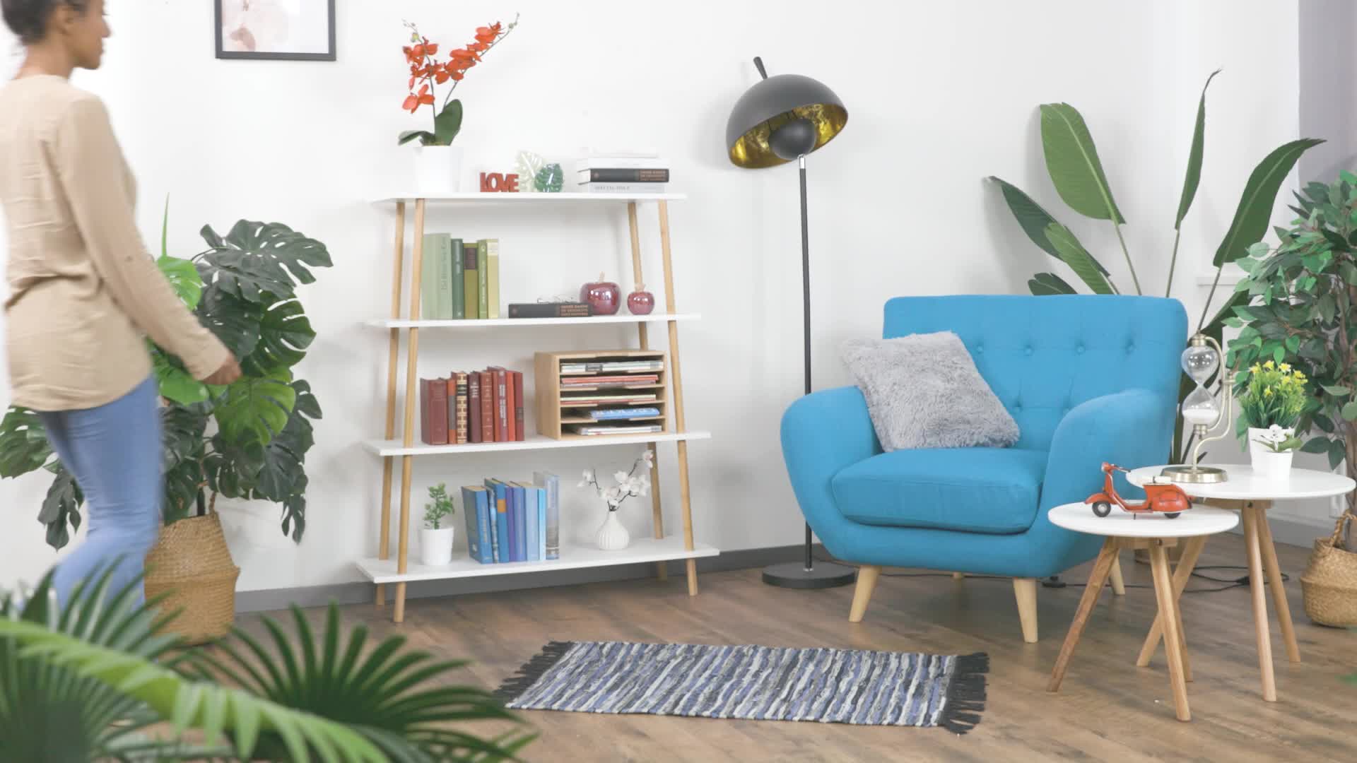 Relaxdays Flickenteppich, 60x100 cm, Baumwolle & Leder, Produktbild-Vorschau 7