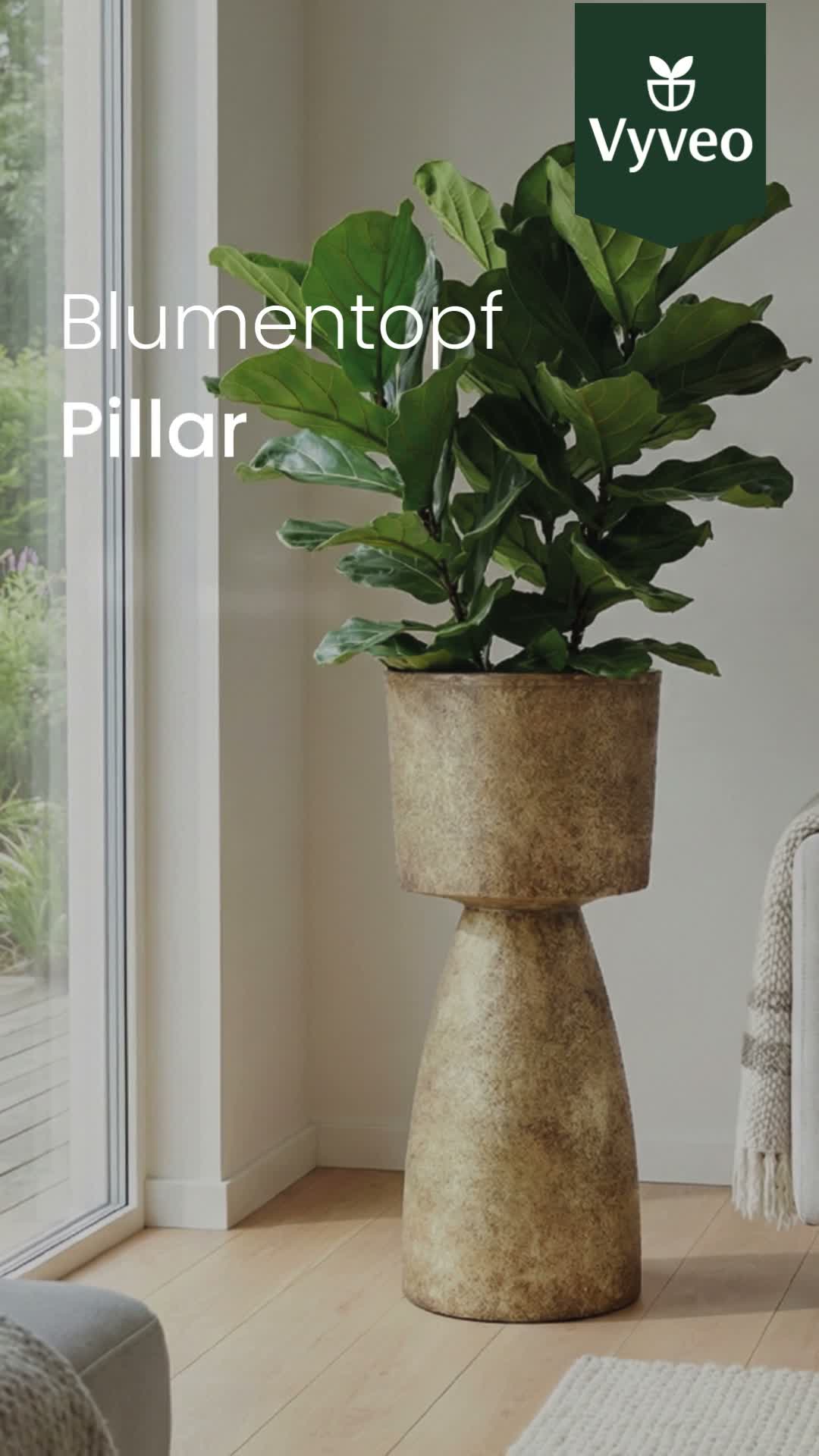 Vyveo - Blumentopf Pillar - Créme - 27x67 Produktbild-Vorschau 7