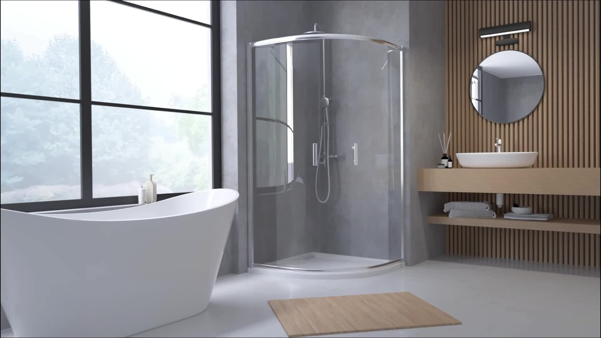 Duschkabine Viertelkreis Schwarz 80x80 190 cm Nano Glas Produktbild-Vorschau 7