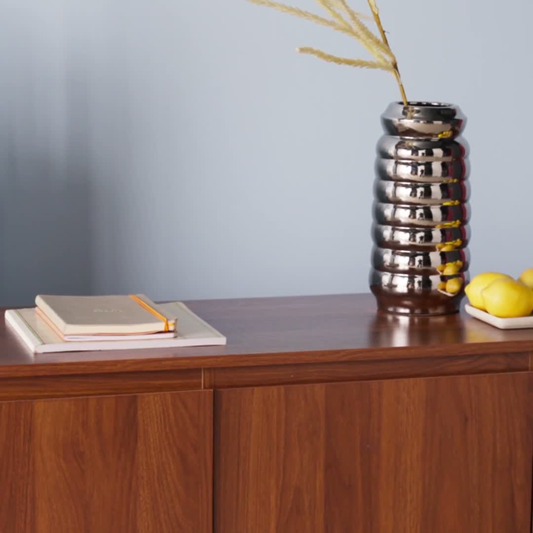 Credenza decorazione legno 3 ante 140cm, Noce Anteprima dell’immagine prodotto 6