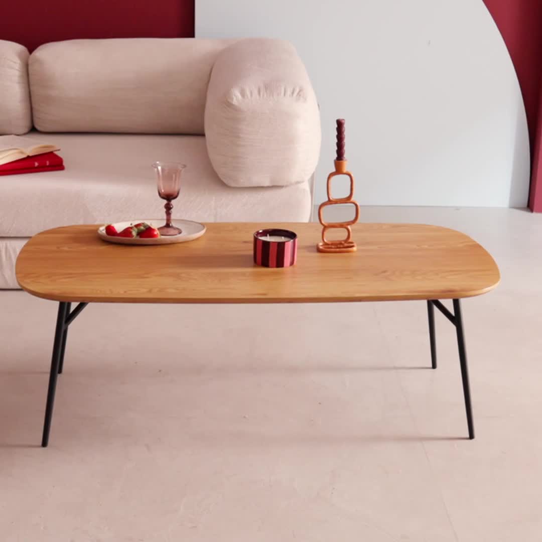 Tavolino Rettangolare Rovere e Metallo Nero - Coffee Table Design - 7