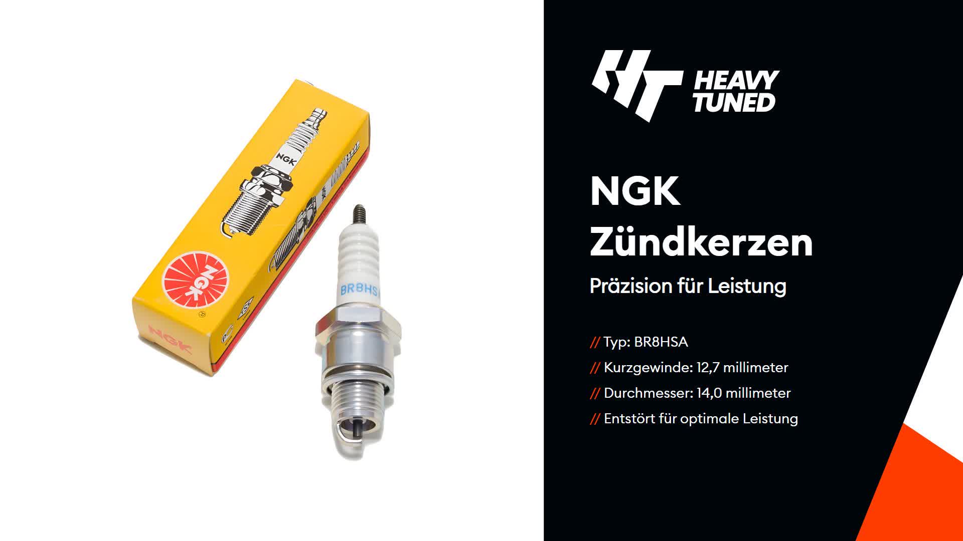 NGK Zündkerze BR8HSA Kurzgewinde kompatibel mit Keeway RY6 Produktbild-Vorschau 3