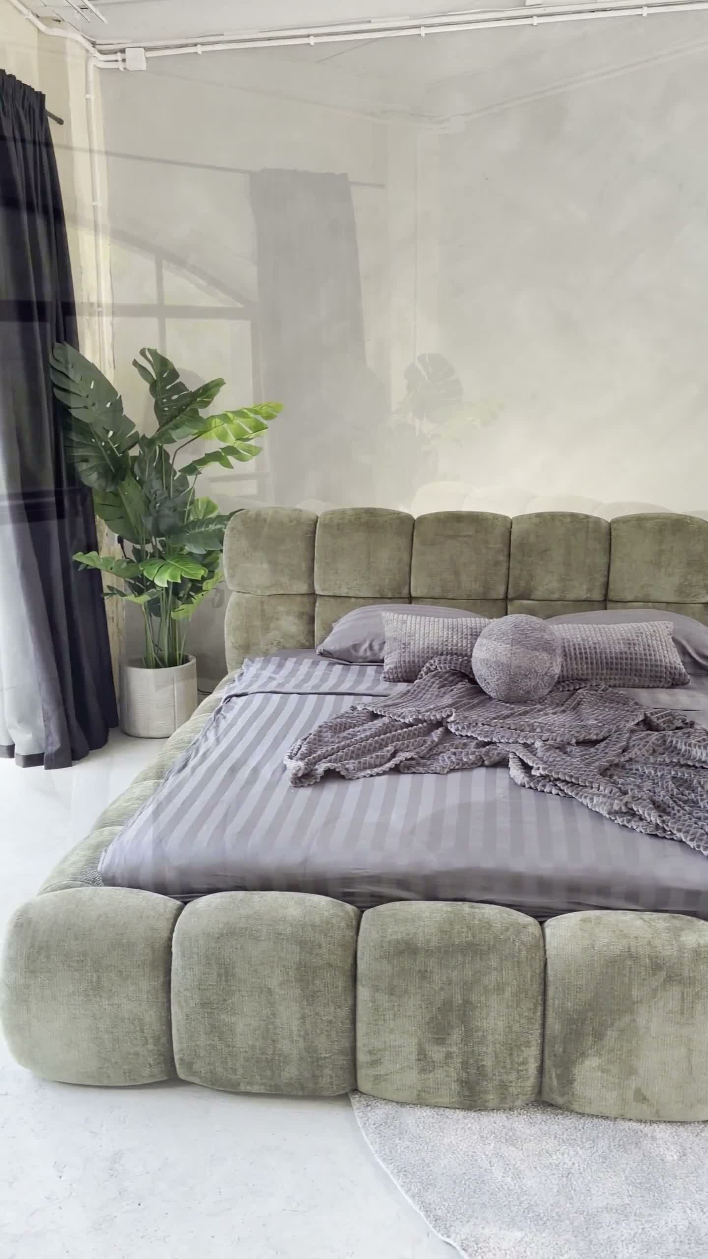 BESILIO Łóżko z grubej pianki 160x200 szenil Tokyo - łóżko Podgląd zdjęcia produktu 7