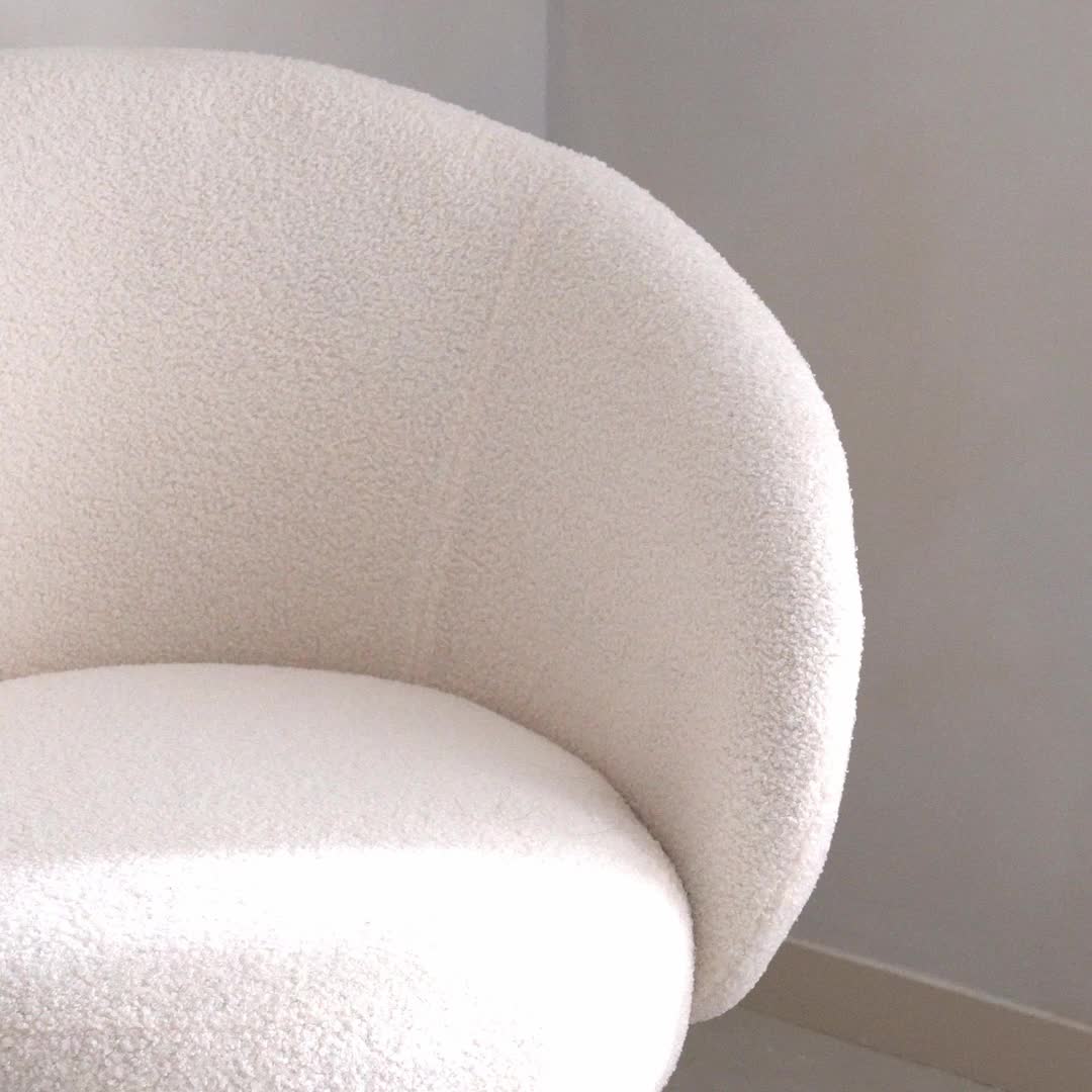 sweeek - Design-Rundsessel mit Bouclé-Bezug - Creme Produktbild-Vorschau 7