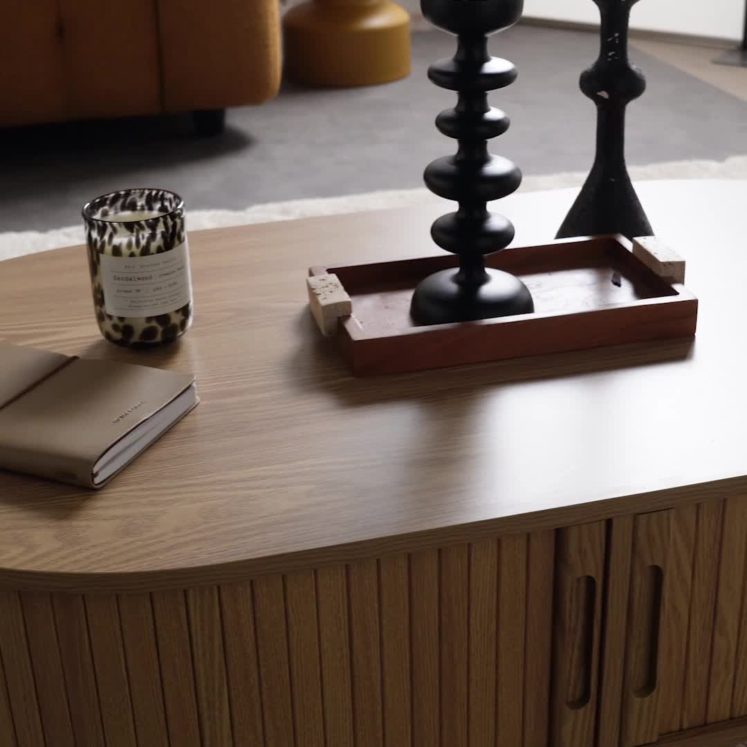 sweeek - Skandinavischer Couchtisch mit geriffeltm Holzlook Produktbild-Vorschau 7