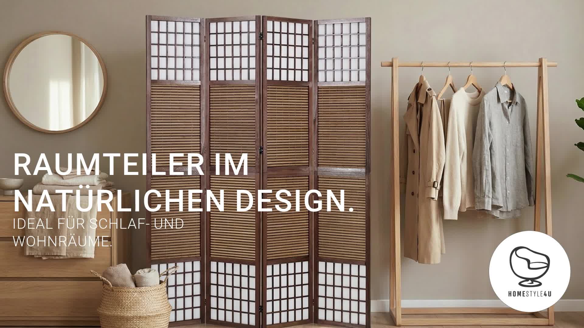 Homestyle4u Paravent Raumteiler 4 teilig XL Bambus Holz Produktbild-Vorschau 7