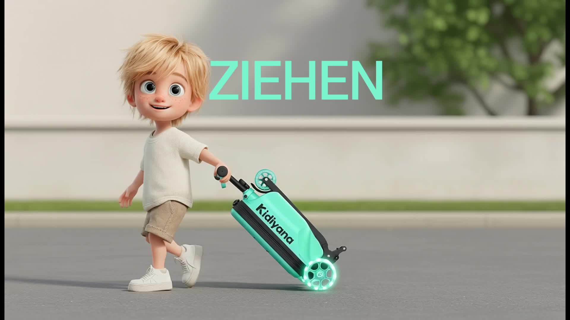 Kidiyana Scooter Koffer Grün, Roller mit LED-Rädern, Produktbild-Vorschau 7