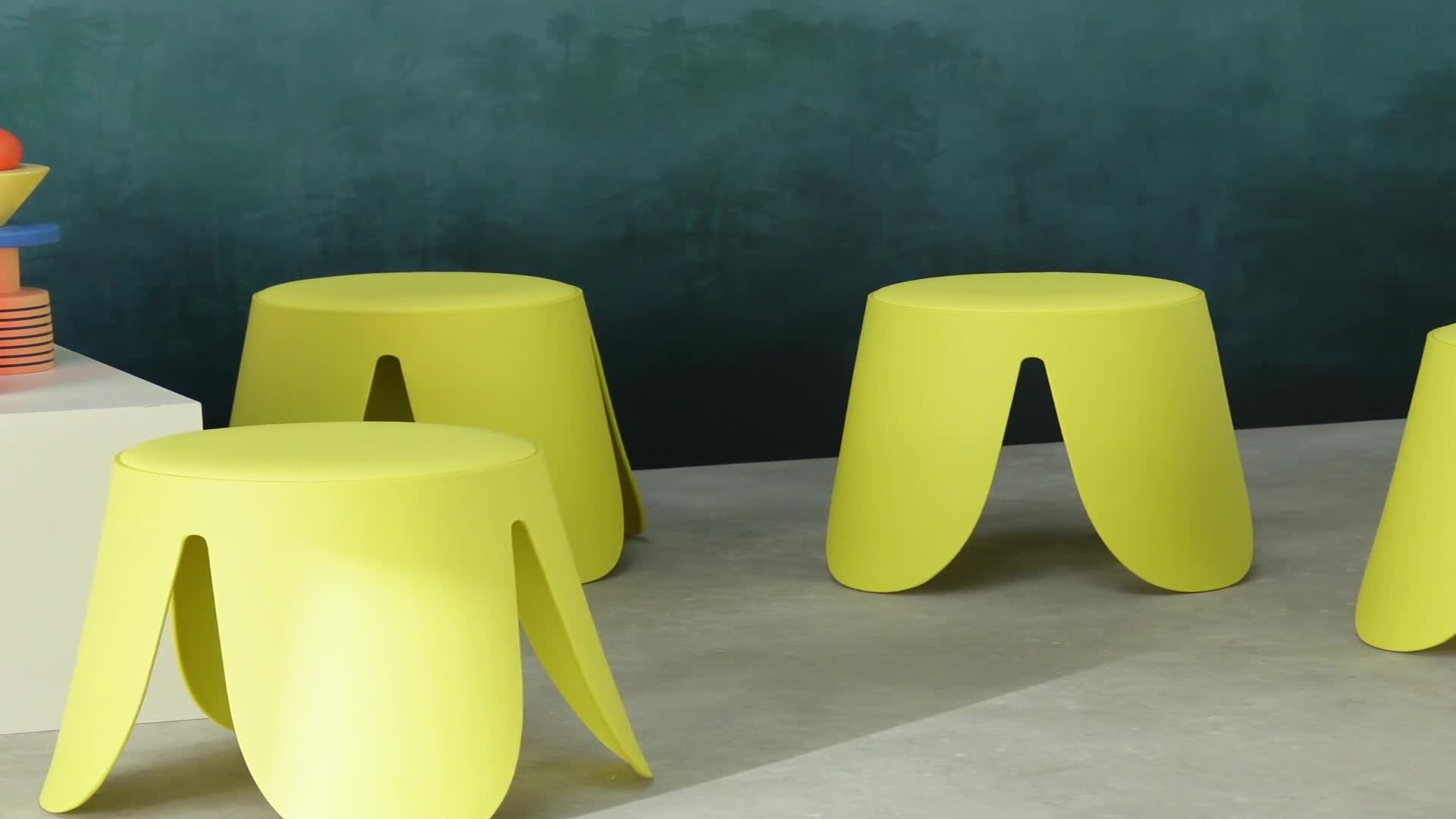 sweeek - 2er-Set stapelbare Hocker mit Kunstleder - Gelb Produktbild-Vorschau 7