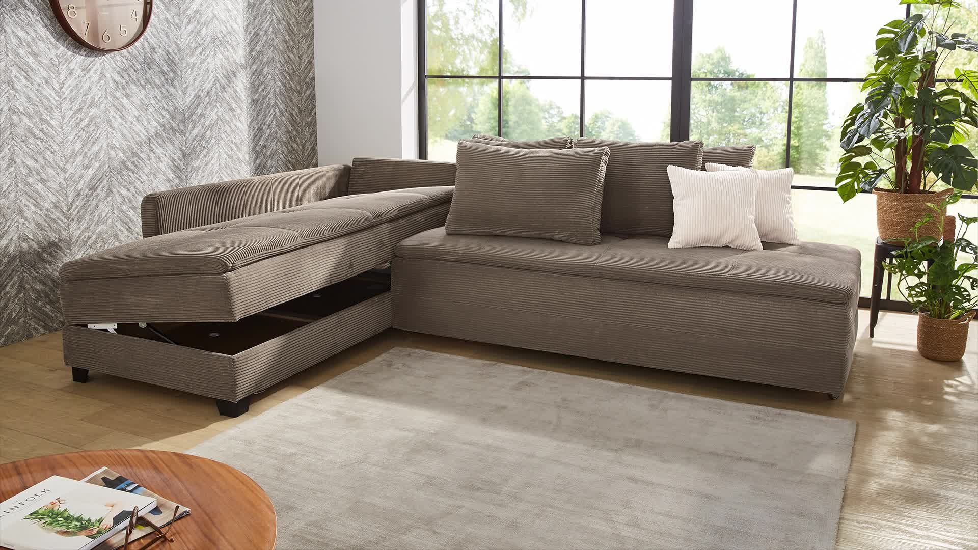 Ecksofa-Dauerschläfer Doppelbett Federkern Bettkasten Regal Produktbild-Vorschau 7