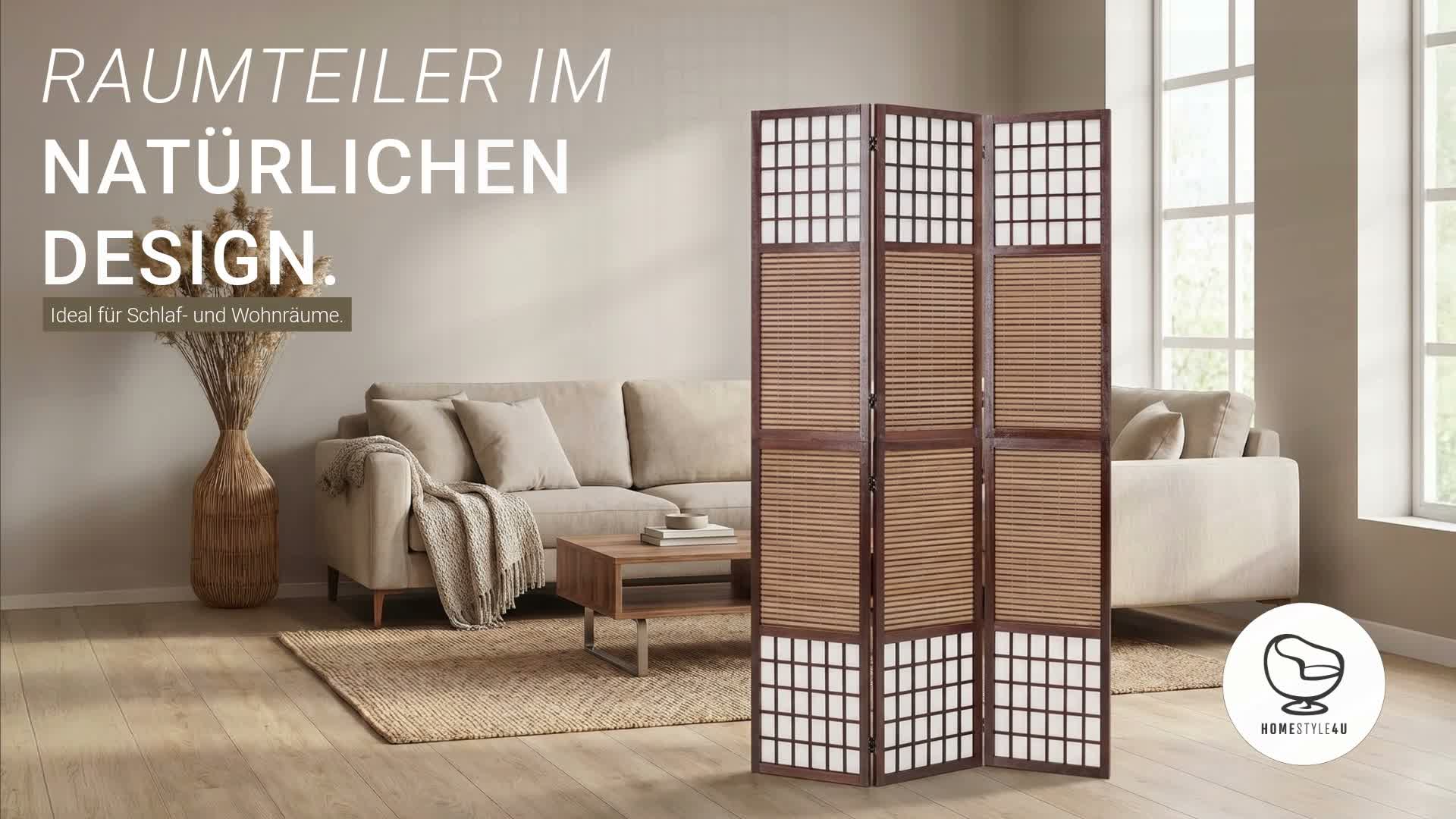 Homestyle4u Paravent Raumteiler 3 teilig Blickdicht Holz Produktbild-Vorschau 7