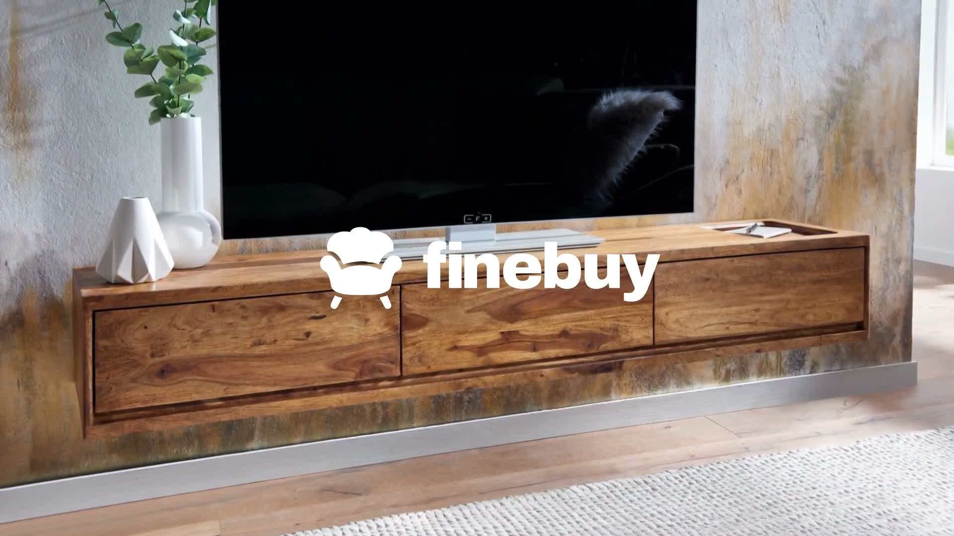 FineBuy Lowboard Hängend Sheesham Massivholz 160x25x35 cm Produktbild-Vorschau 7