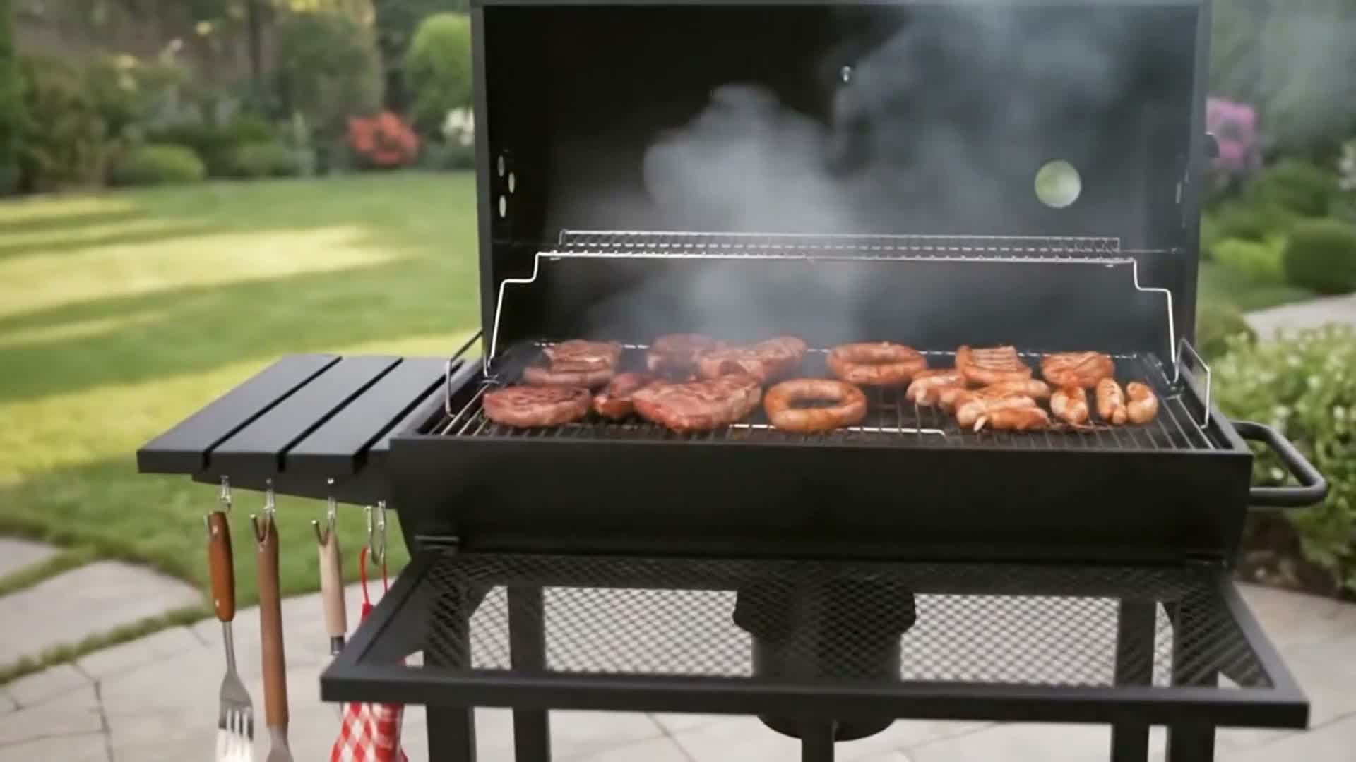 THE BLACK BEAST Holzkohlegrill Grillwagen - Kohlegrill BBQ Produktbild-Vorschau 7