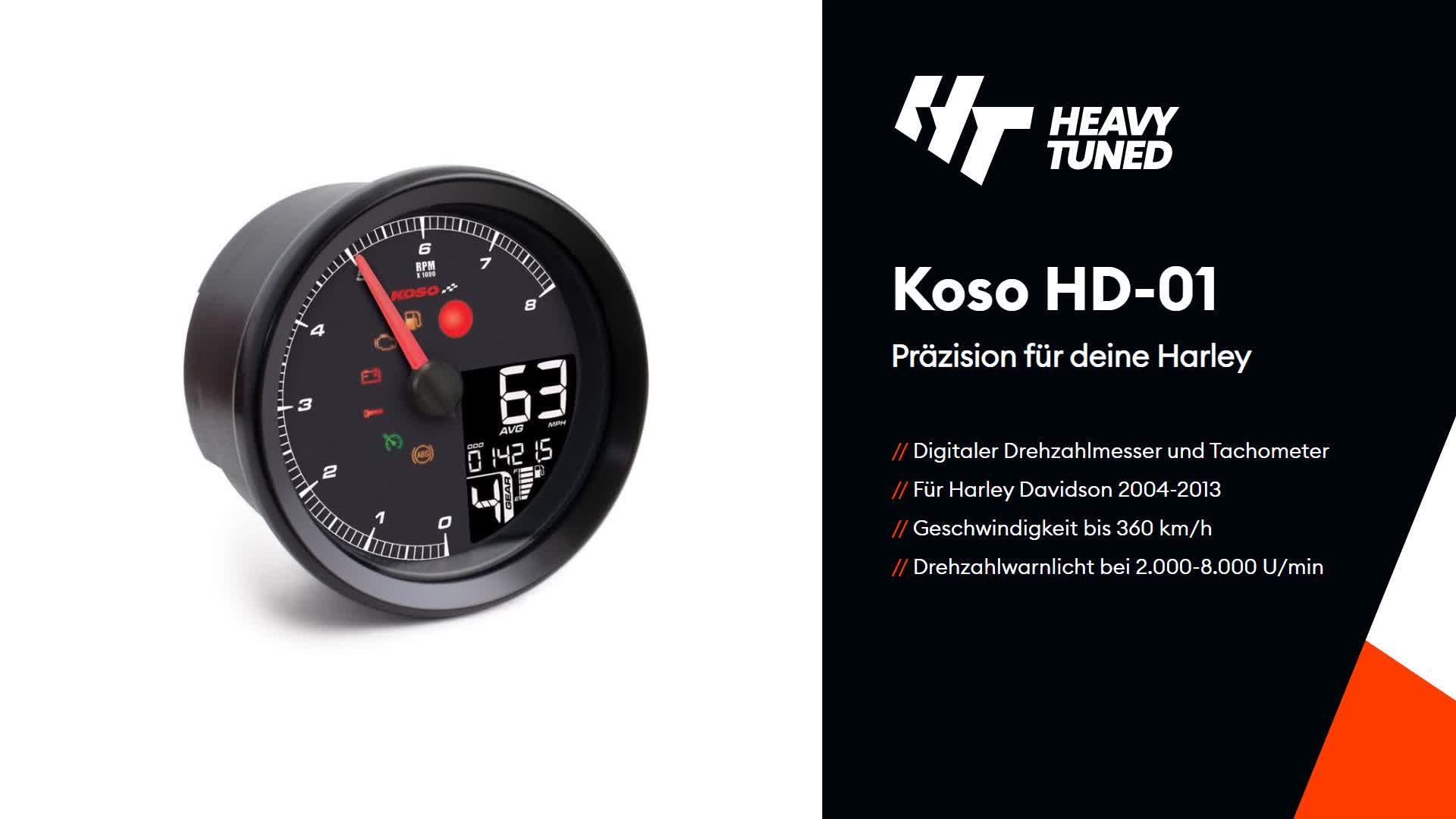 KOSO HD-01 Sportster 883 Drehzahlmesser/Tachometer Produktbild-Vorschau 7