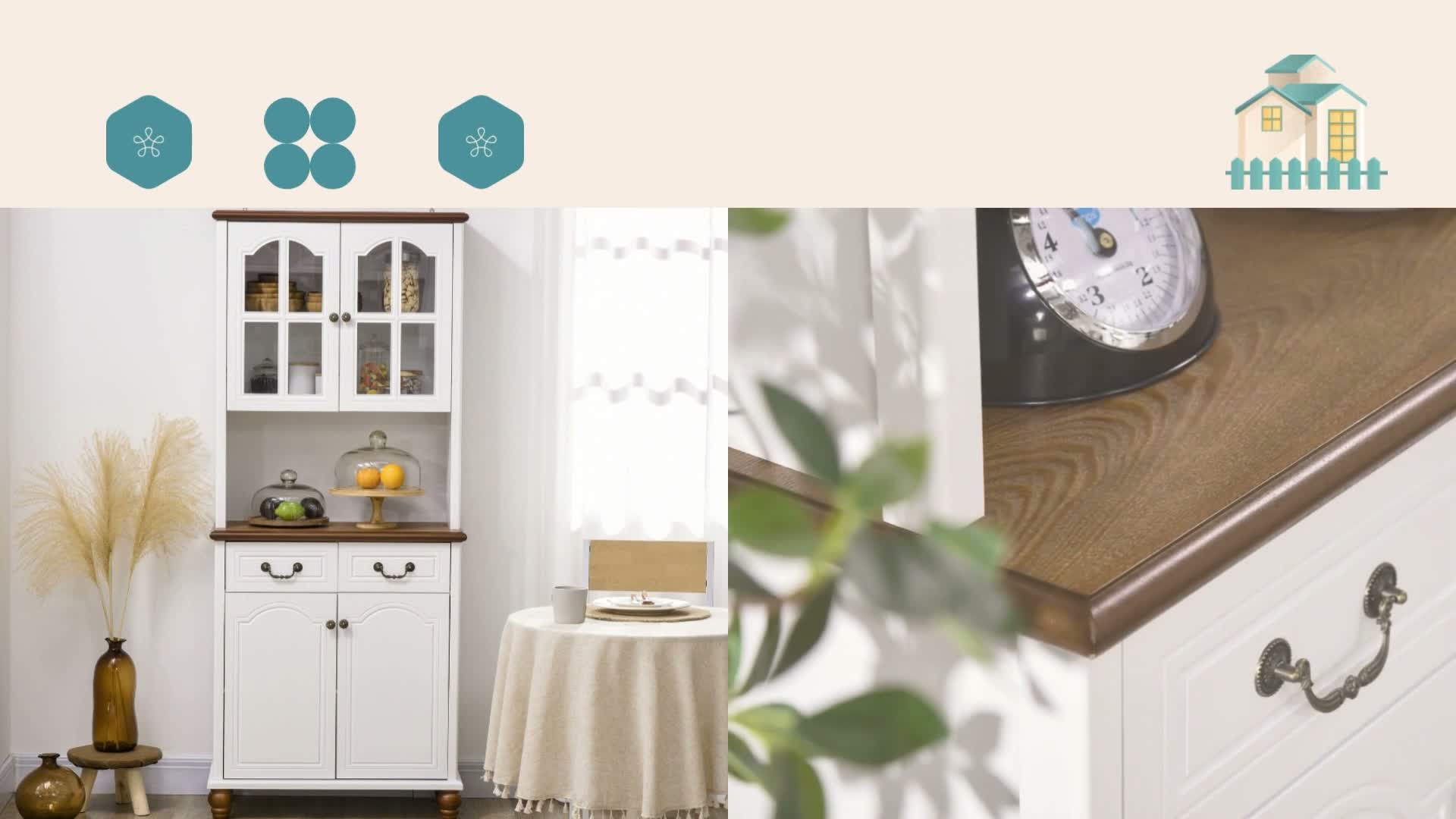HOMCOM Küchenschrank, Küchenbuffet mit 2 Schubladen, 4 Produktbild-Vorschau 7