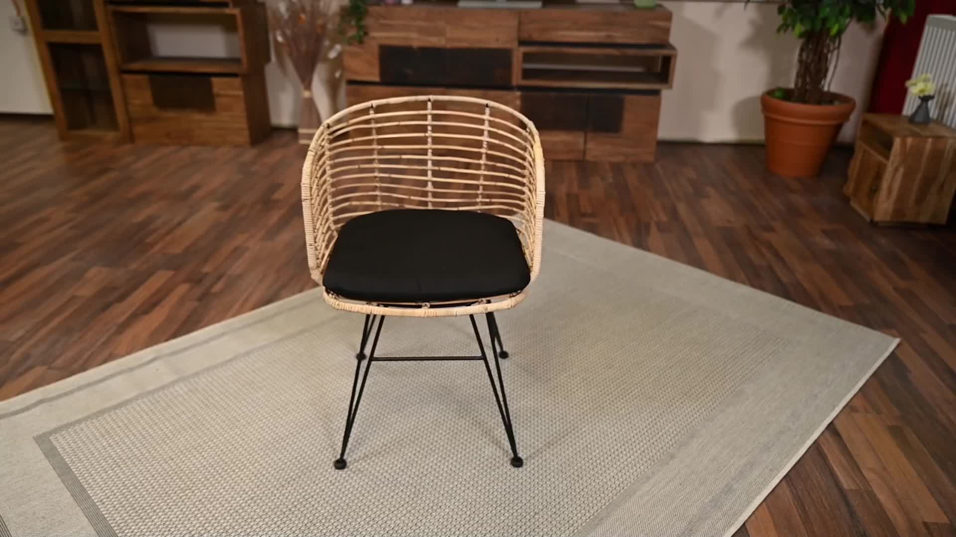 Esszimmerstuhl inkl. Sitzkissen Rattanstuhl natur Produktbild-Vorschau 7