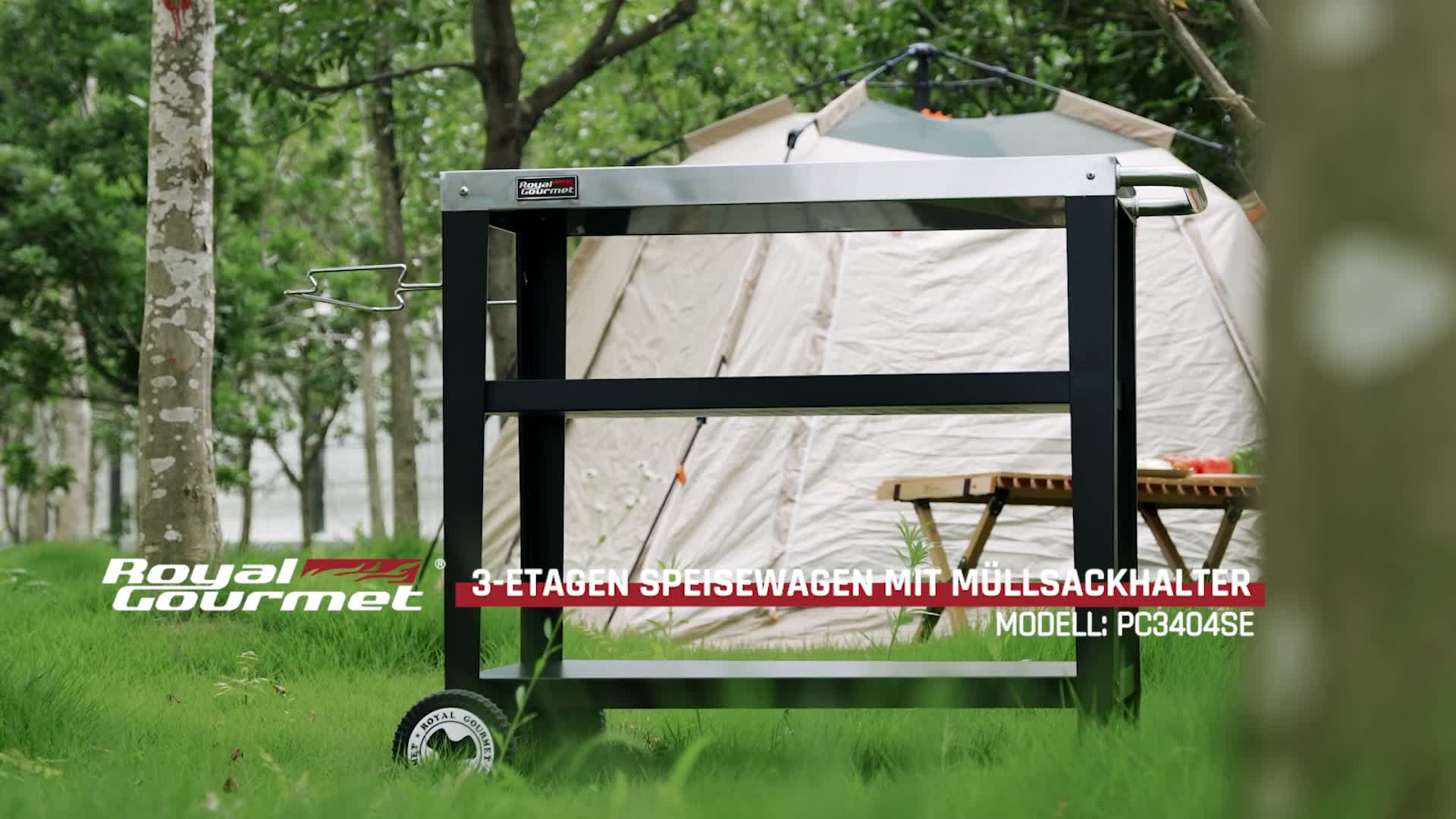 Royal Gourmet Servierwagen 3-Etagen mit Müllsackhalter Produktbild-Vorschau 7