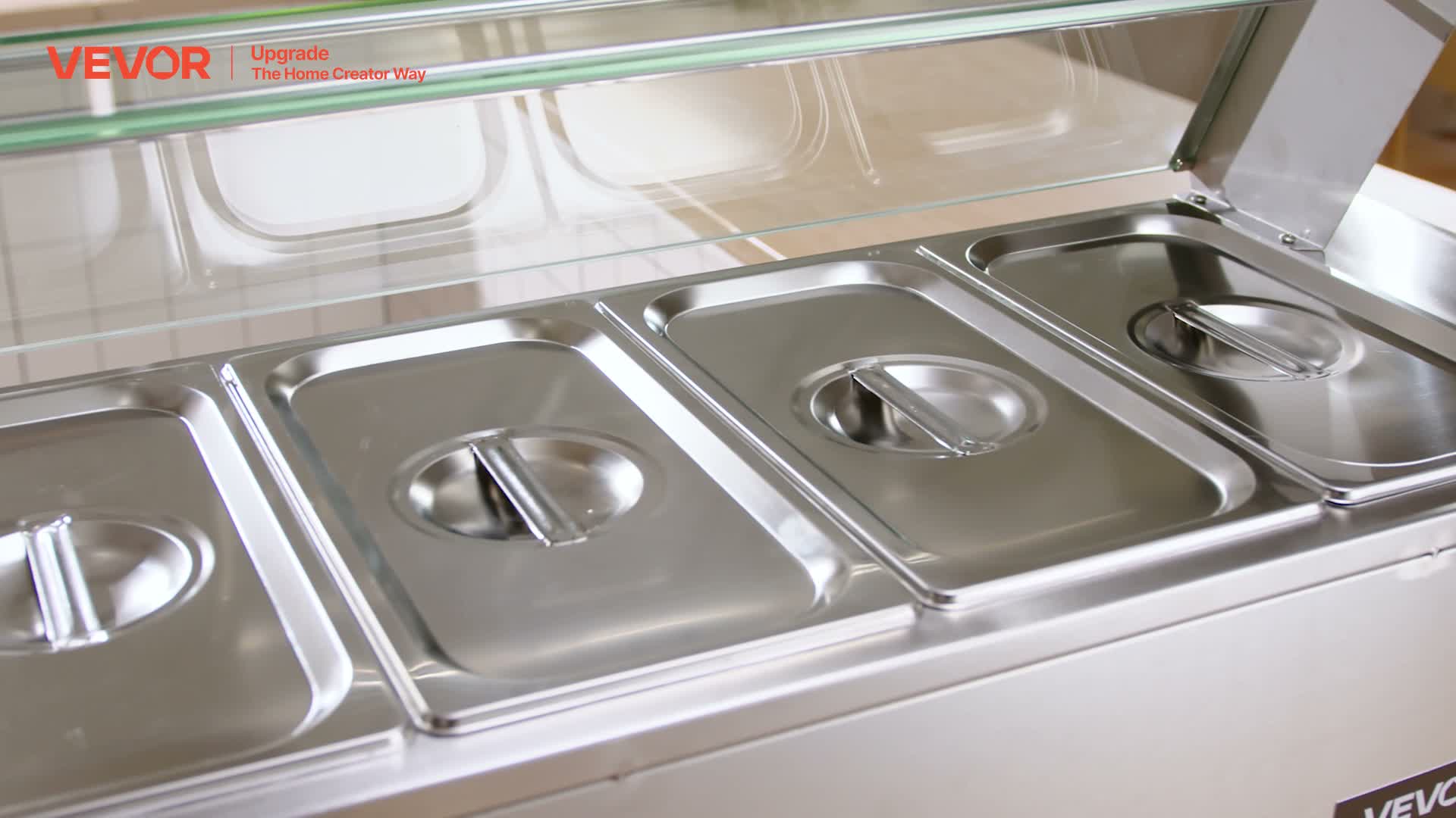 VEVOR kommerzieller Speisenwärmer (3 x 1/2 Größe Behälter), Produktbild-Vorschau 7