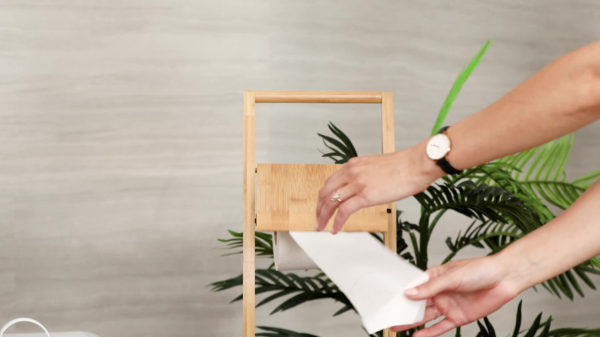 Relaxdays WC Garnitur, Bambus, Edelstahl, Klopapierständer Produktbild-Vorschau 7