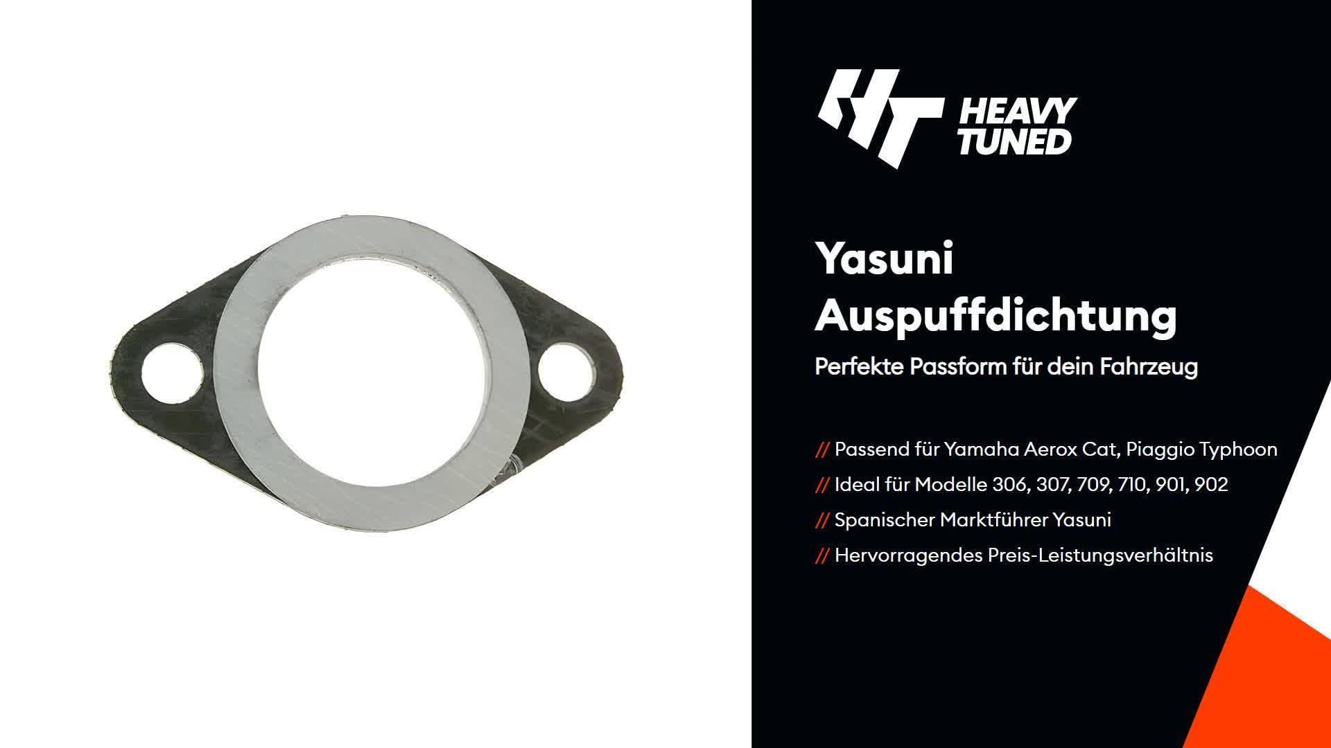 Yasuni Auspuffdichtung kompatibel mit Yamaha Aerox Cat, Produktbild-Vorschau 3