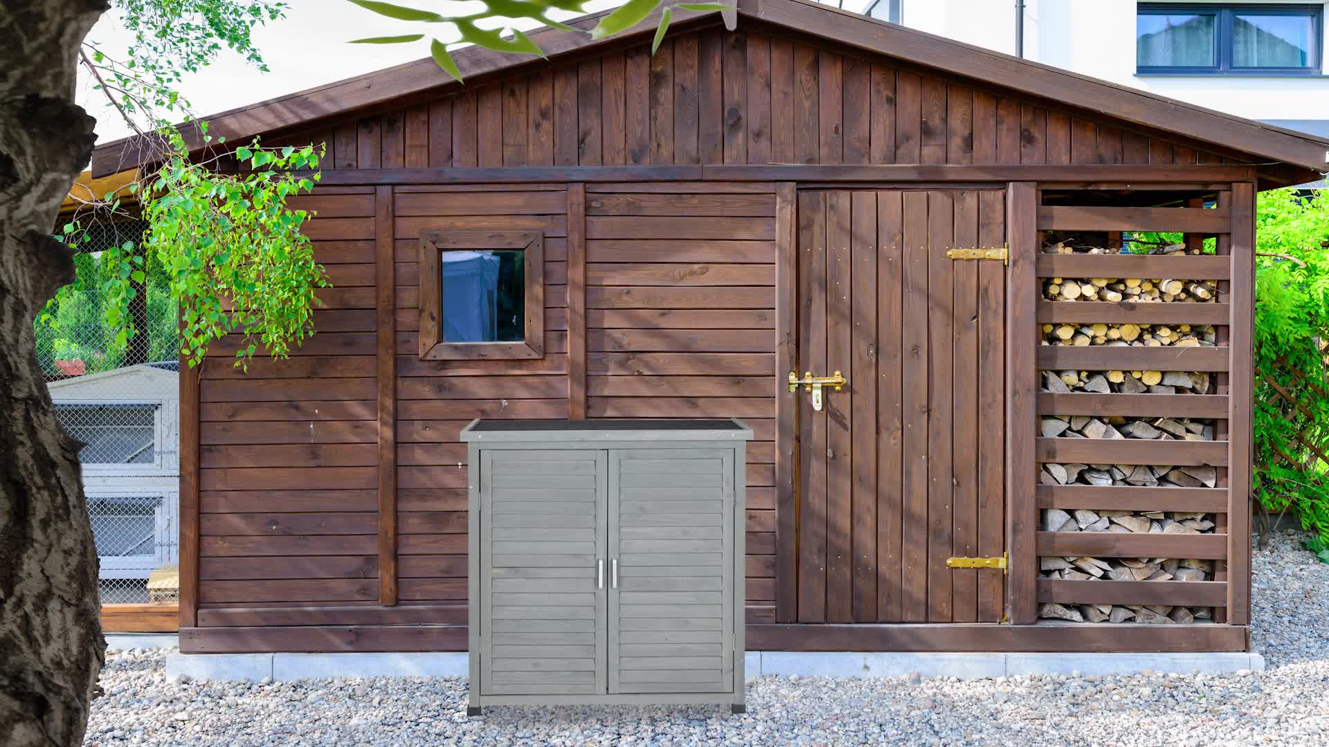 Relaxdays Gartenschrank, 3 Fächer, Flachdach mit Neigung, Produktbild-Vorschau 7