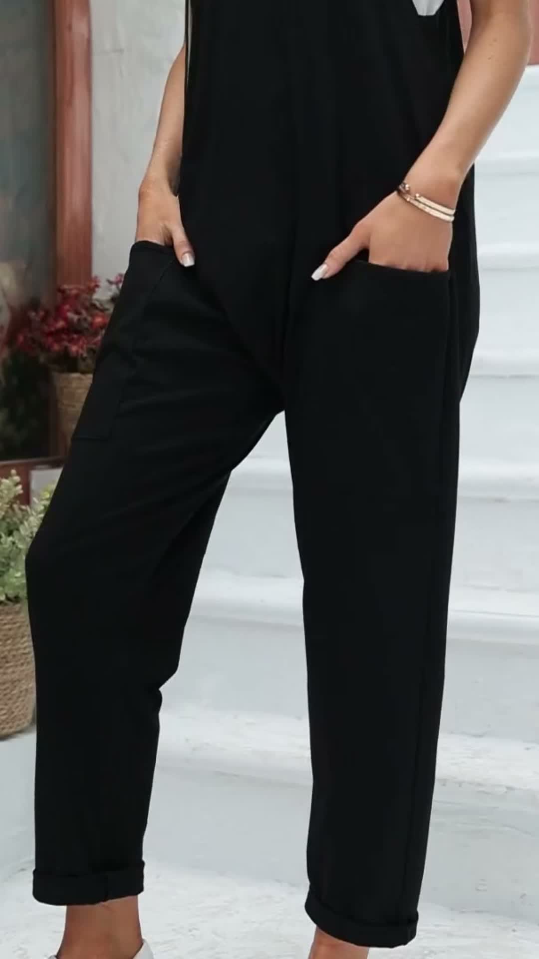 Damen-Jumpsuit, ärmellos, V-Ausschnitt, Spaghettiträger Produktbild-Vorschau 6