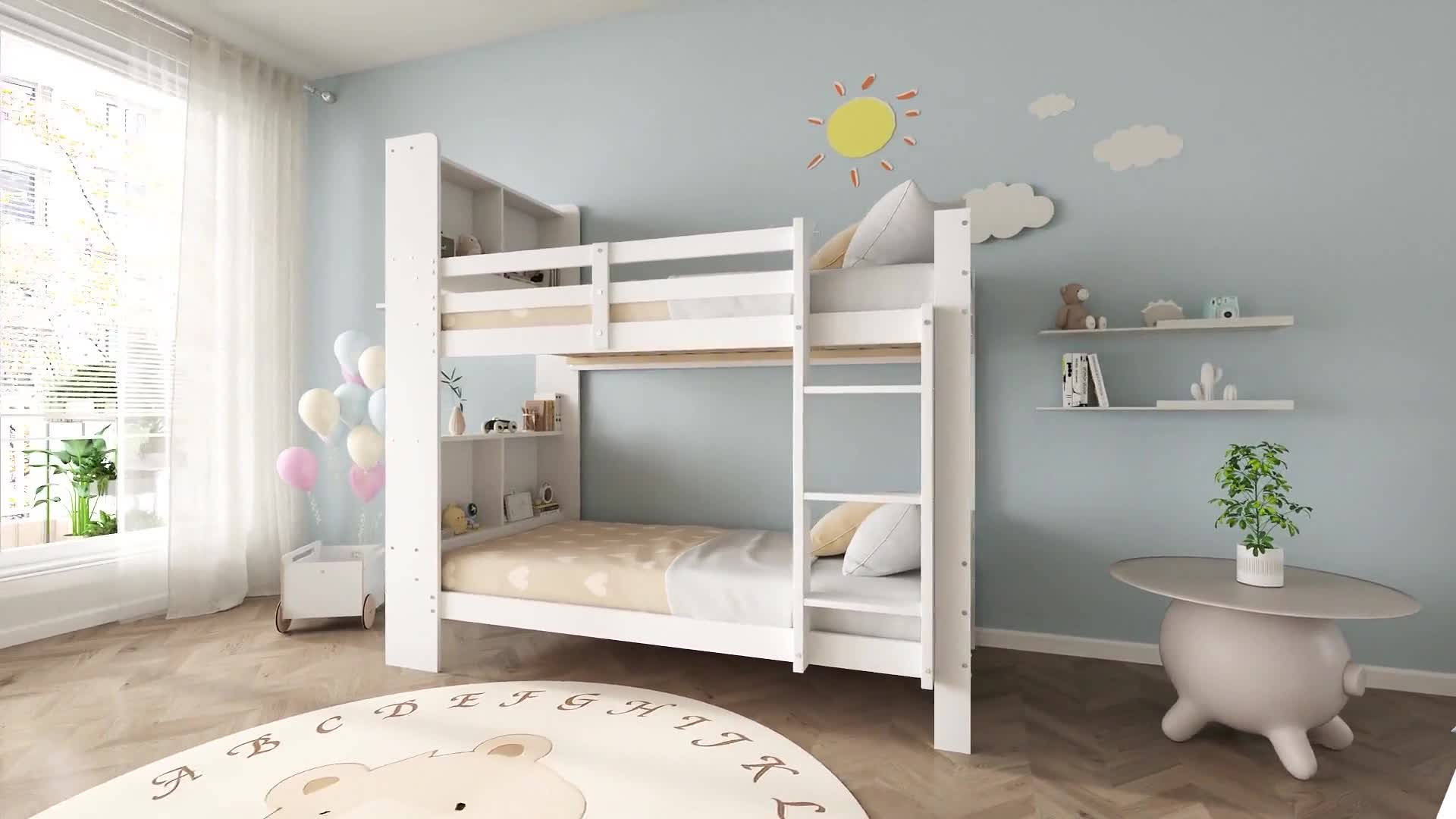 Flieks Etagenbett 90x200cm mit Rausfallschutz, Hochbett mit Produktbild-Vorschau 7
