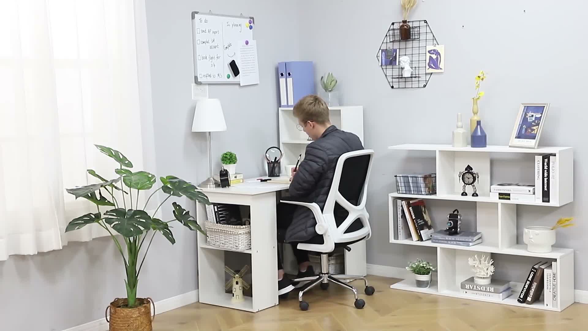 HOMCOM Schreibtisch Esstisch mit Regal Computertisch Produktbild-Vorschau 7