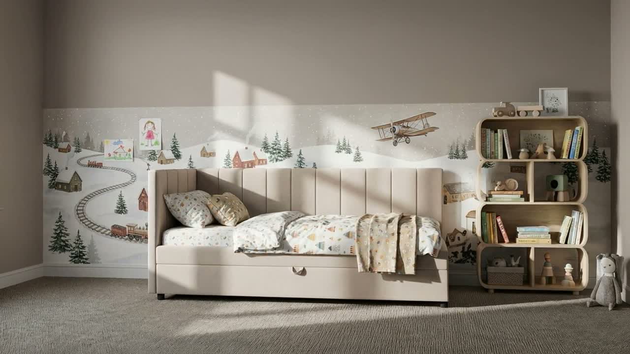 Tagesbett 80x180 - Beige - Recamiere mit Schlaffunktion - Produktbild-Vorschau 7