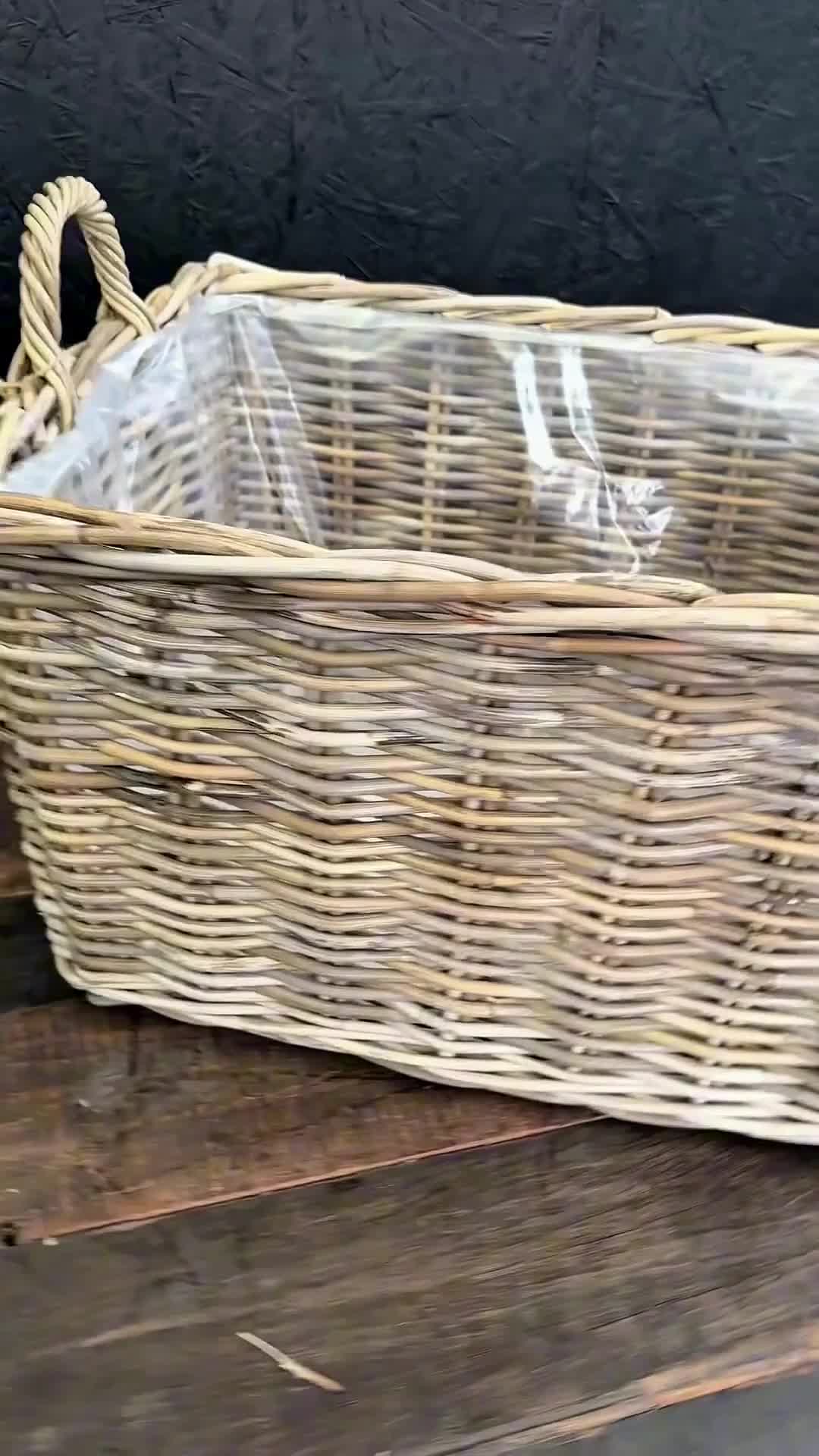 Rattan Pflanzkorb 2er Set XXL 60 cm Kubu Grau mit Folie – Produktbild-Vorschau 7