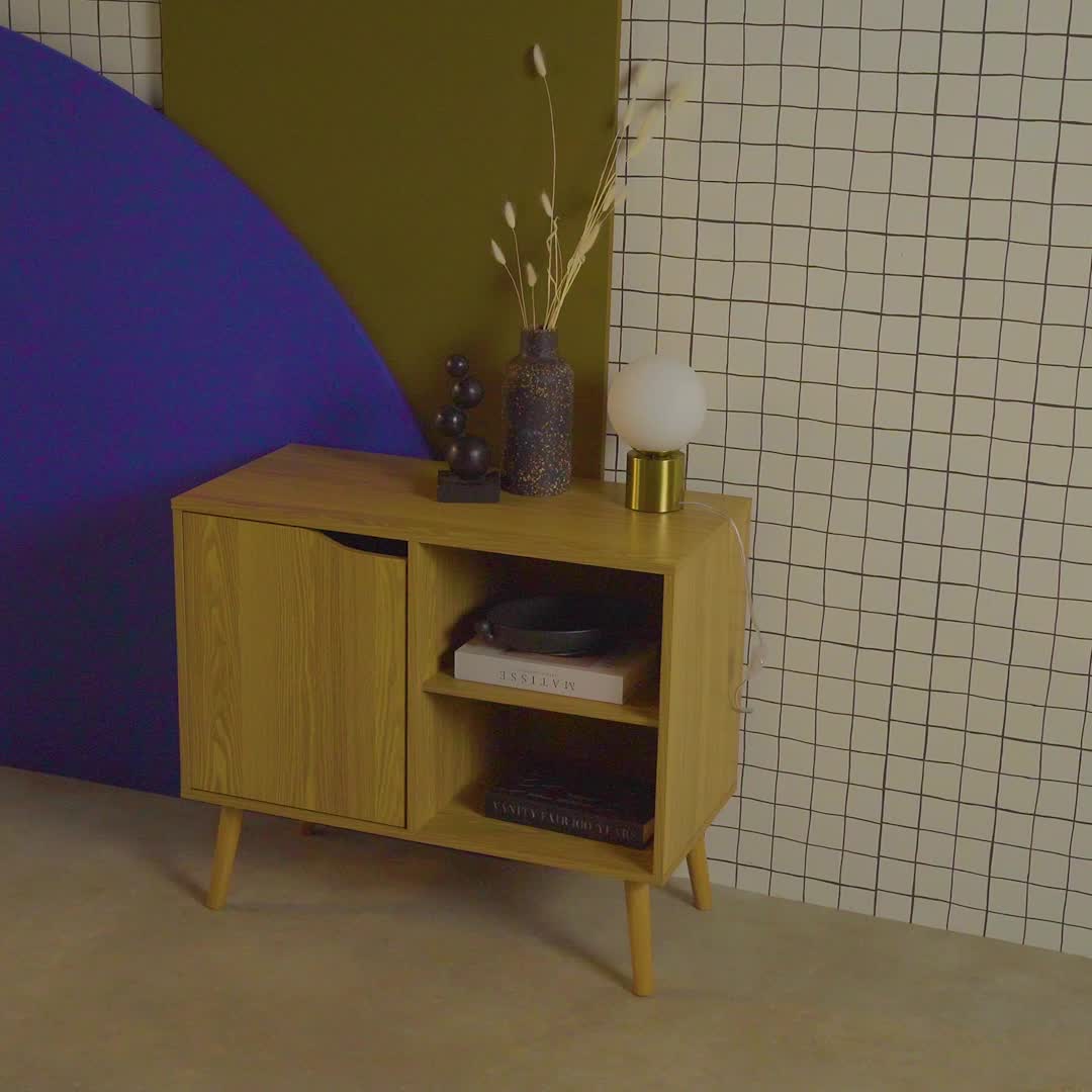 sweeek - Sideboard 1 Tür, 2 Einlegeböden, 80 cm - Produktbild-Vorschau 7