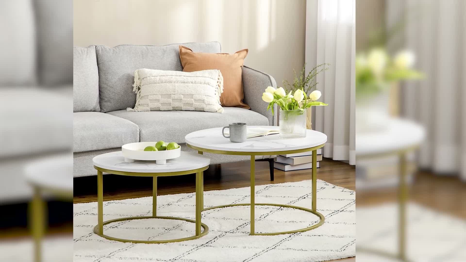 HOMCOM 2er-Set Couchtisch, Runder Beistelltisch, Produktbild-Vorschau 7
