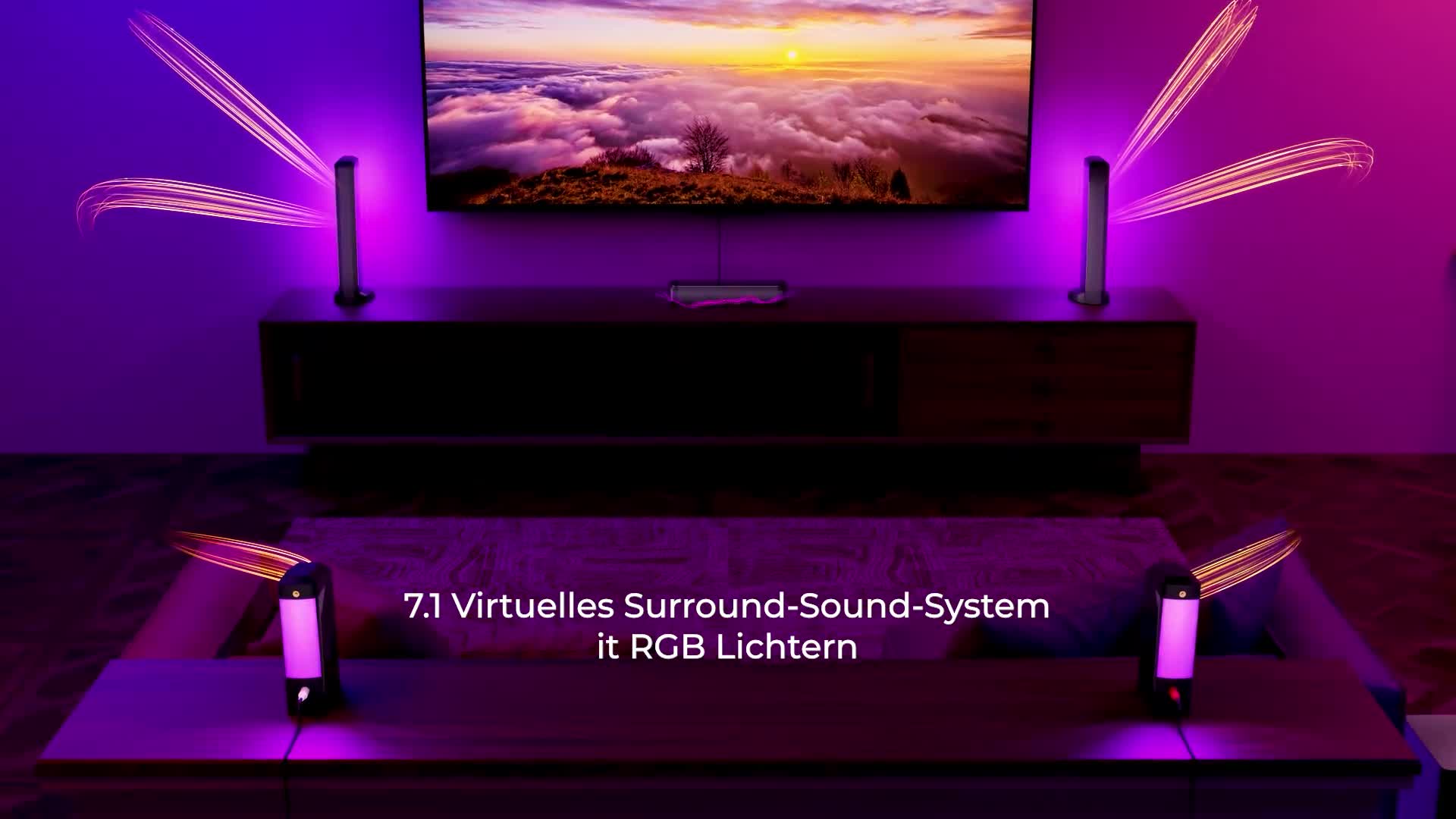ULTIMEA 7.1ch abnehmbare Soundbar mit RGB Licht, Virtual Produktbild-Vorschau 7