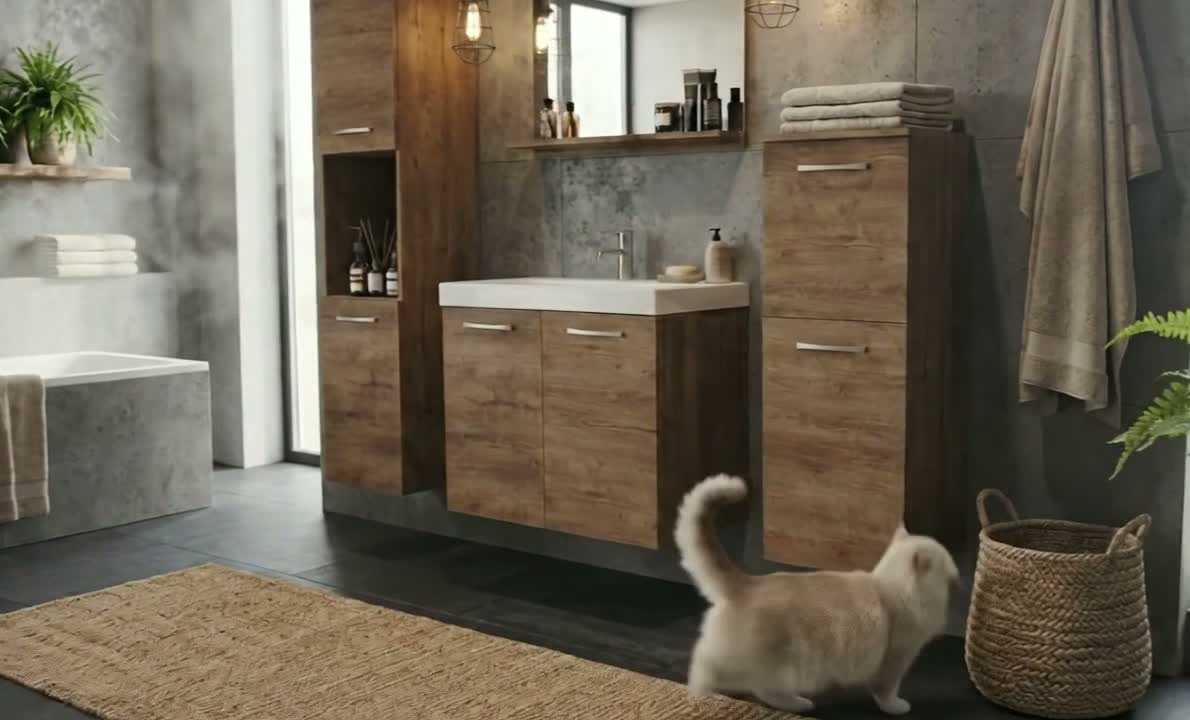 MINIO Badmöbel-Set "MOLO" mit Waschbecken – Lefkas Eiche Produktbild-Vorschau 7