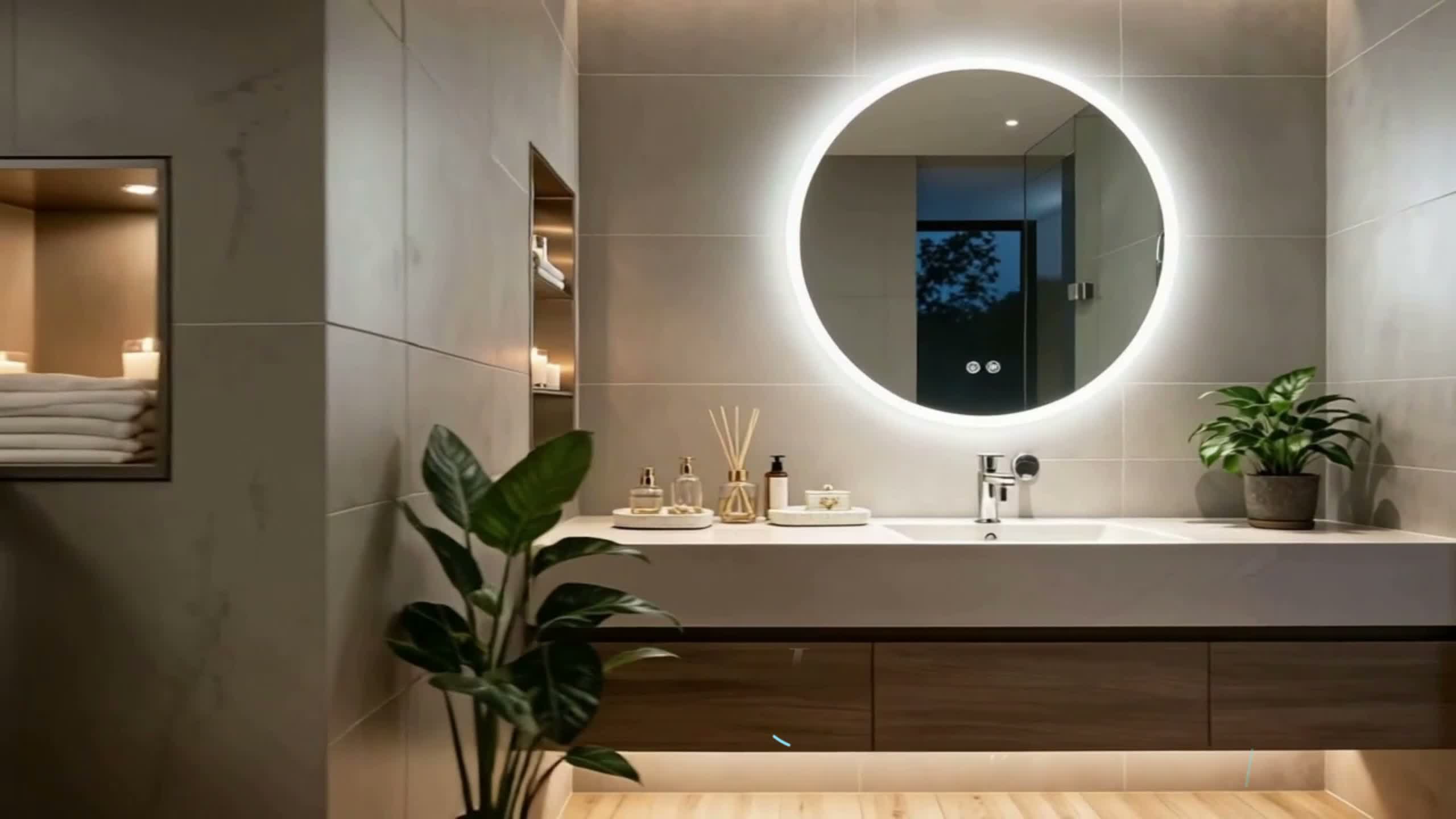 WISFOR LED Badezimmerspiegel Rund 70 cm ohne Rahmen mit Produktbild-Vorschau 7