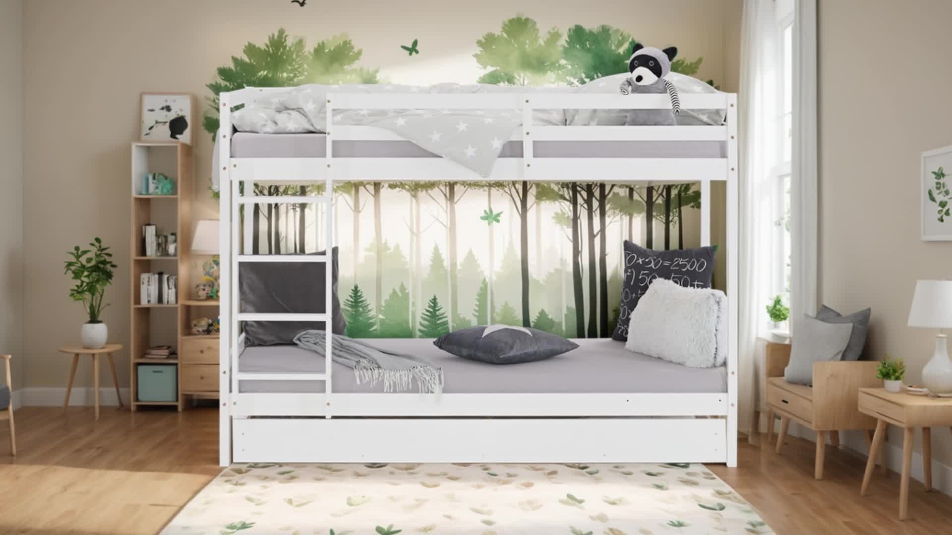 Homestyle4u Etagenbett 90x200 Hochbett mit Rausfallschutz Produktbild-Vorschau 7