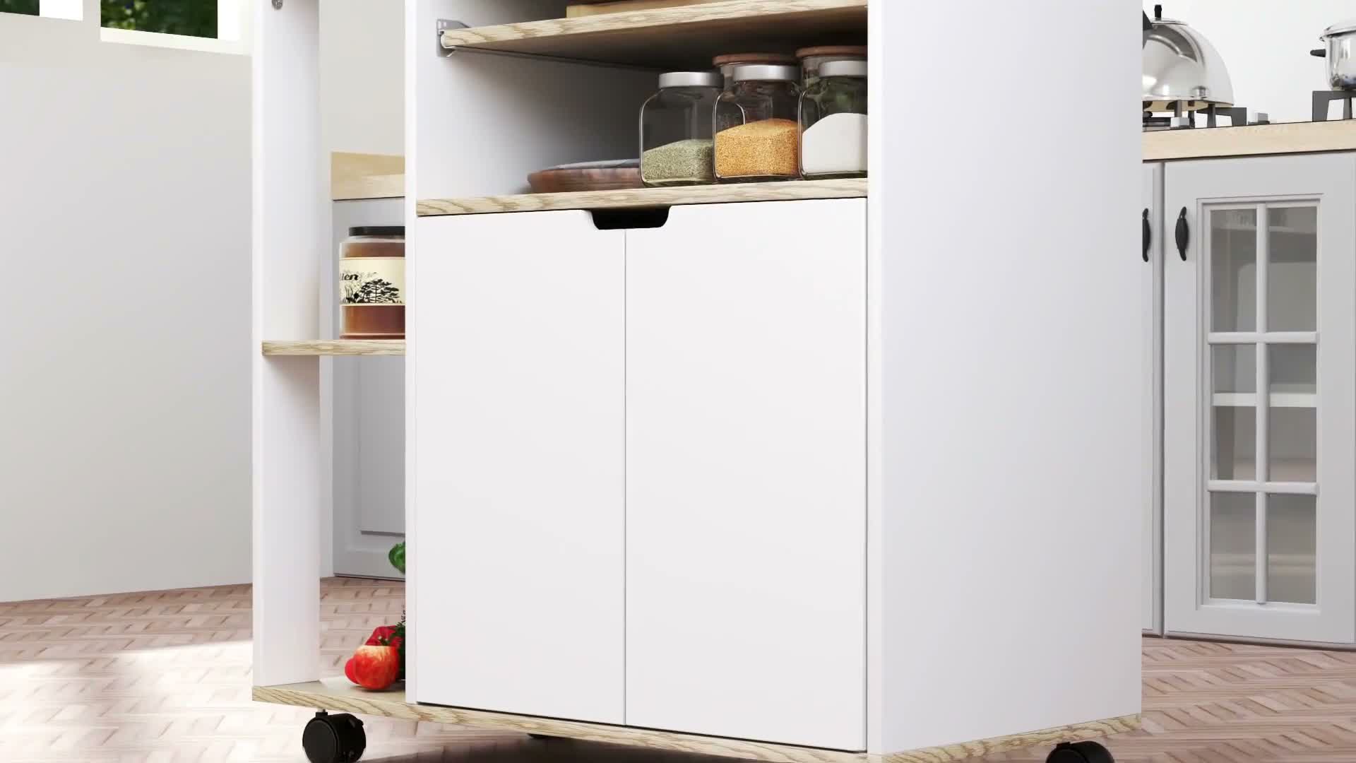 HOMCOM Küchenwagen Servierwagen mit Schrank, verstellbaren Produktbild-Vorschau 7