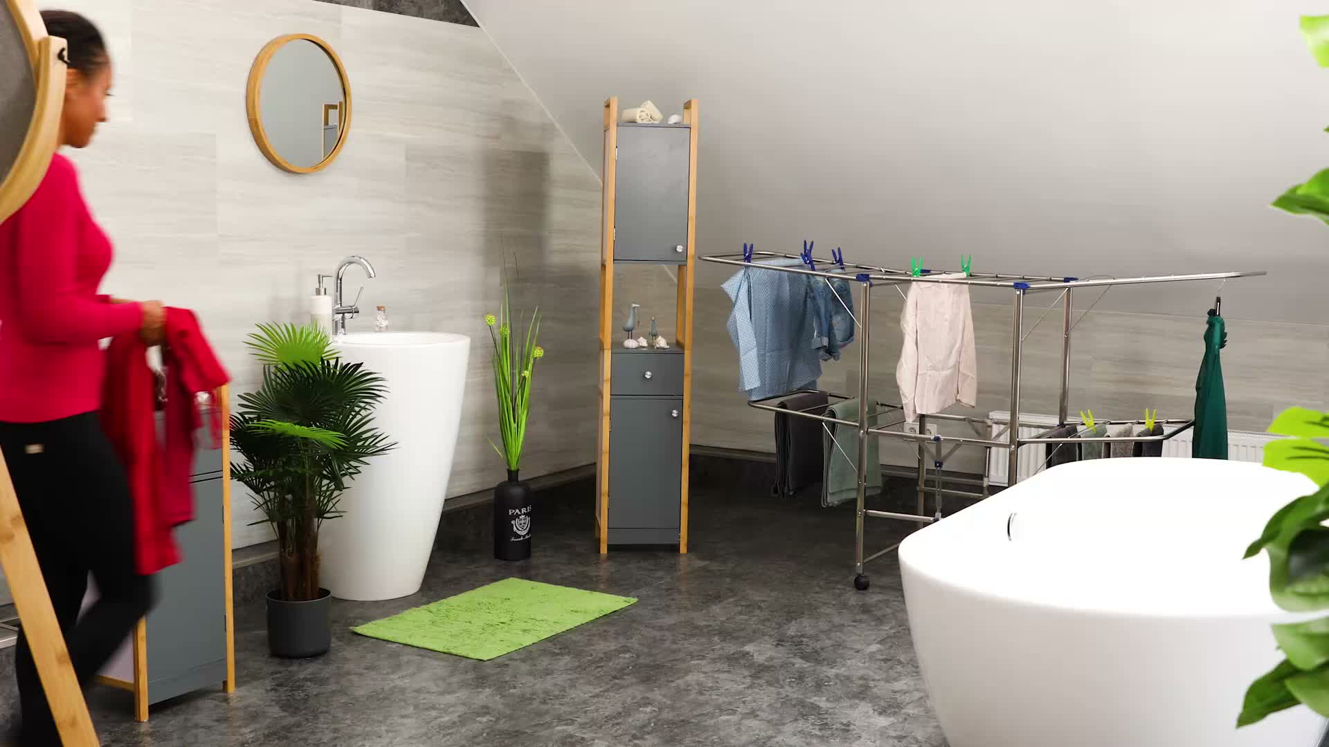 Relaxdays Wäscheständer XXL, Standtrockner, Türmständer mit Produktbild-Vorschau 7