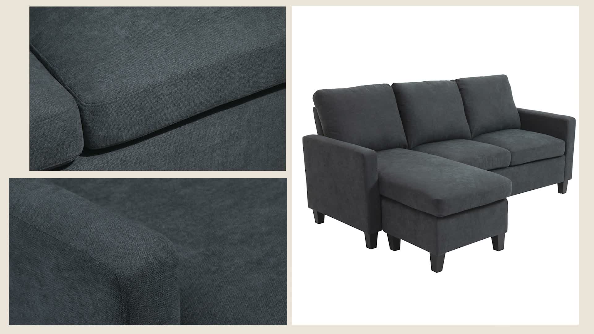 HOMCOM Ecksofa Couchgarnitur mit wendbarer Chaiselongue Produktbild-Vorschau 7