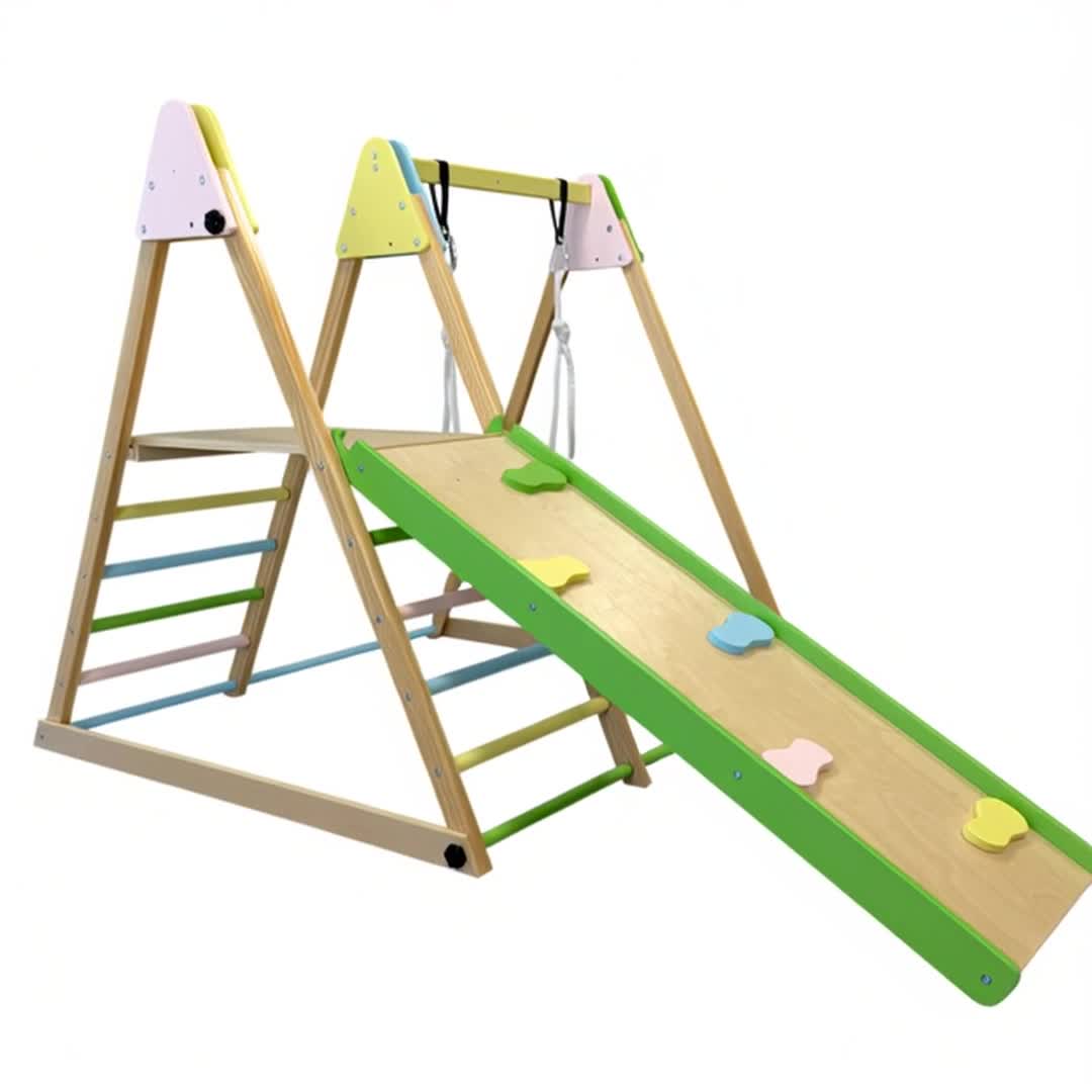 Montessori Spielset 4in1 aus Holz – Rutsche, Schaukel, Produktbild-Vorschau 7